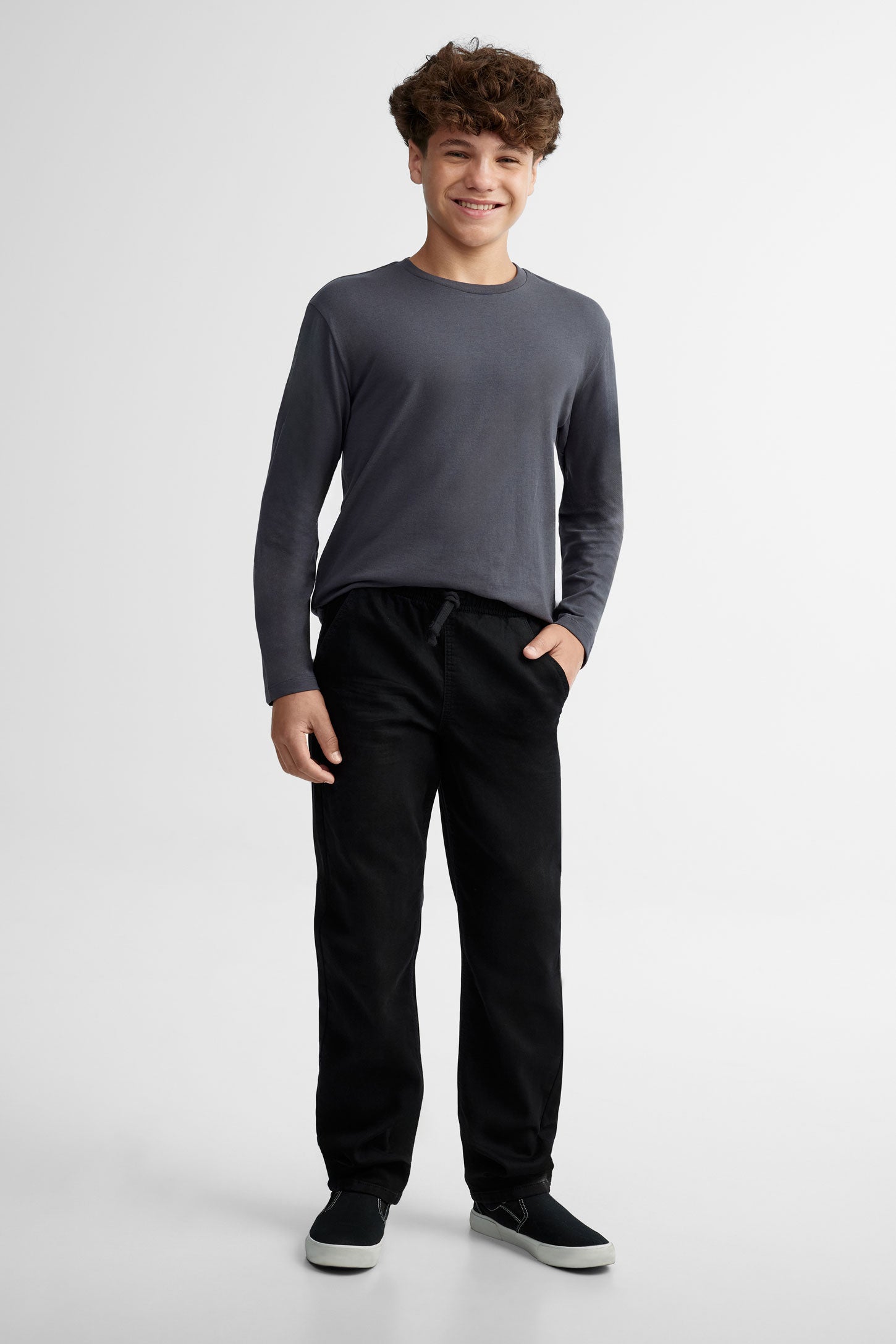 Jeans ''Pull-on'' coupe droite 27'' - Ado garçon && NOIR