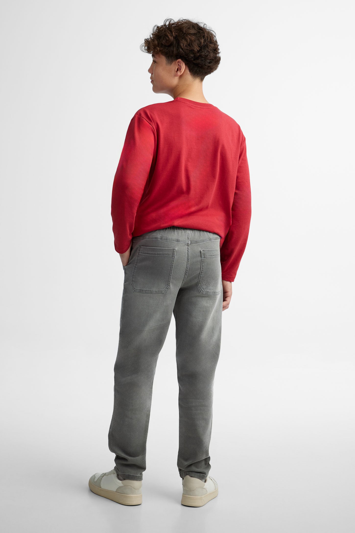 Jeans ''Pull-on'' coupe droite 27'' - Ado garçon && GRIS