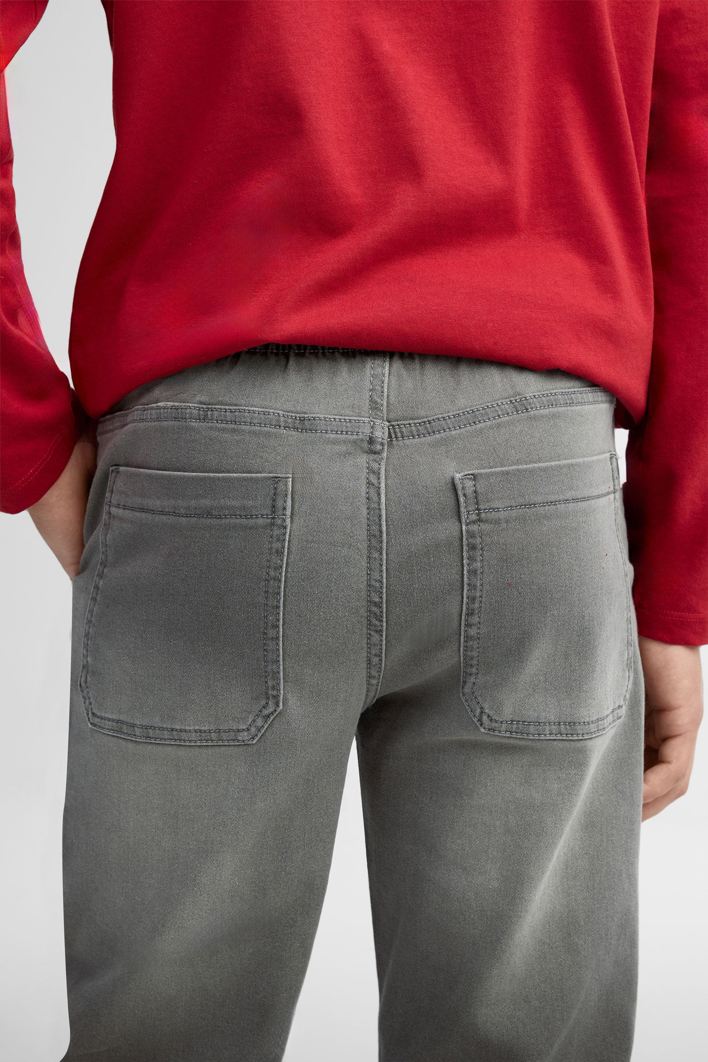 Jeans ''Pull-on'' coupe droite 27'' - Ado garçon && GRIS