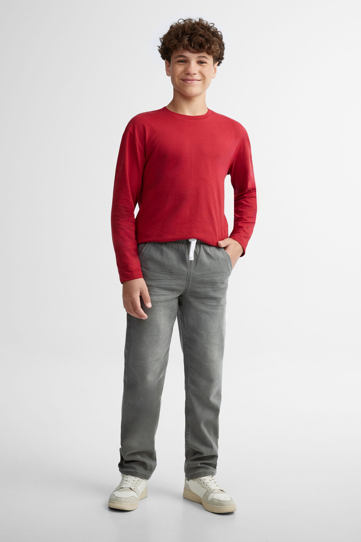 Jeans ''Pull-on'' coupe droite 27'' - Ado garçon && GRIS