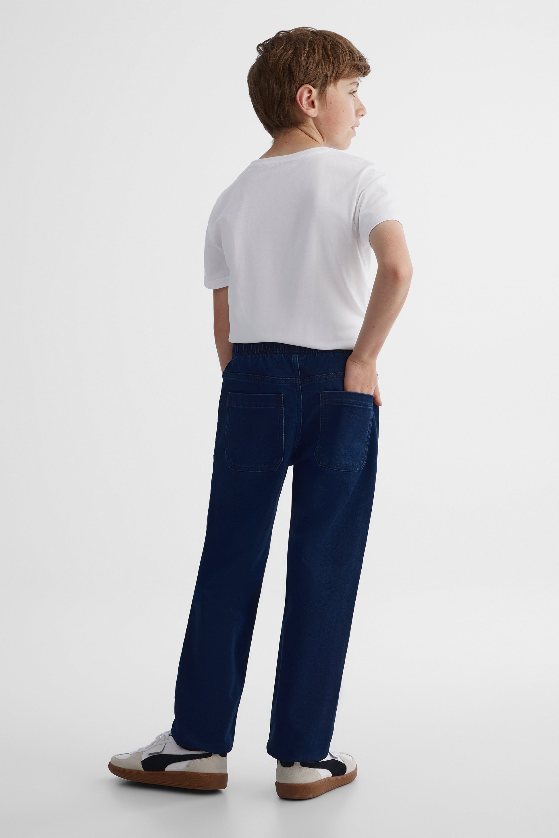 Jeans ''Pull-on'' coupe droite 27'' - Ado garçon && BLEU FONCÉ