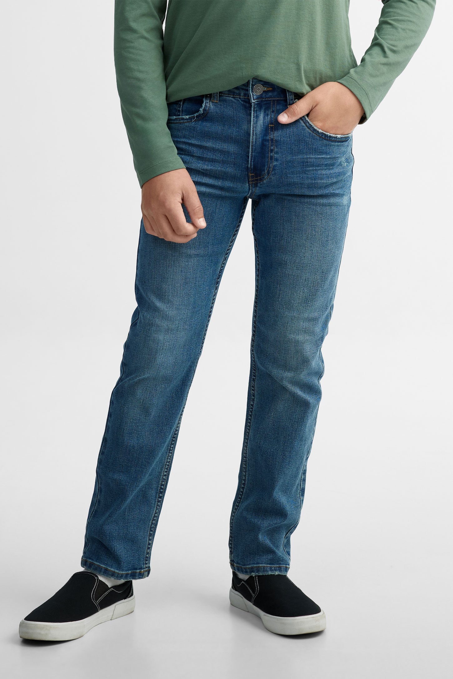 Jeans coupe droite - Ado garçon && BLEU MOYEN