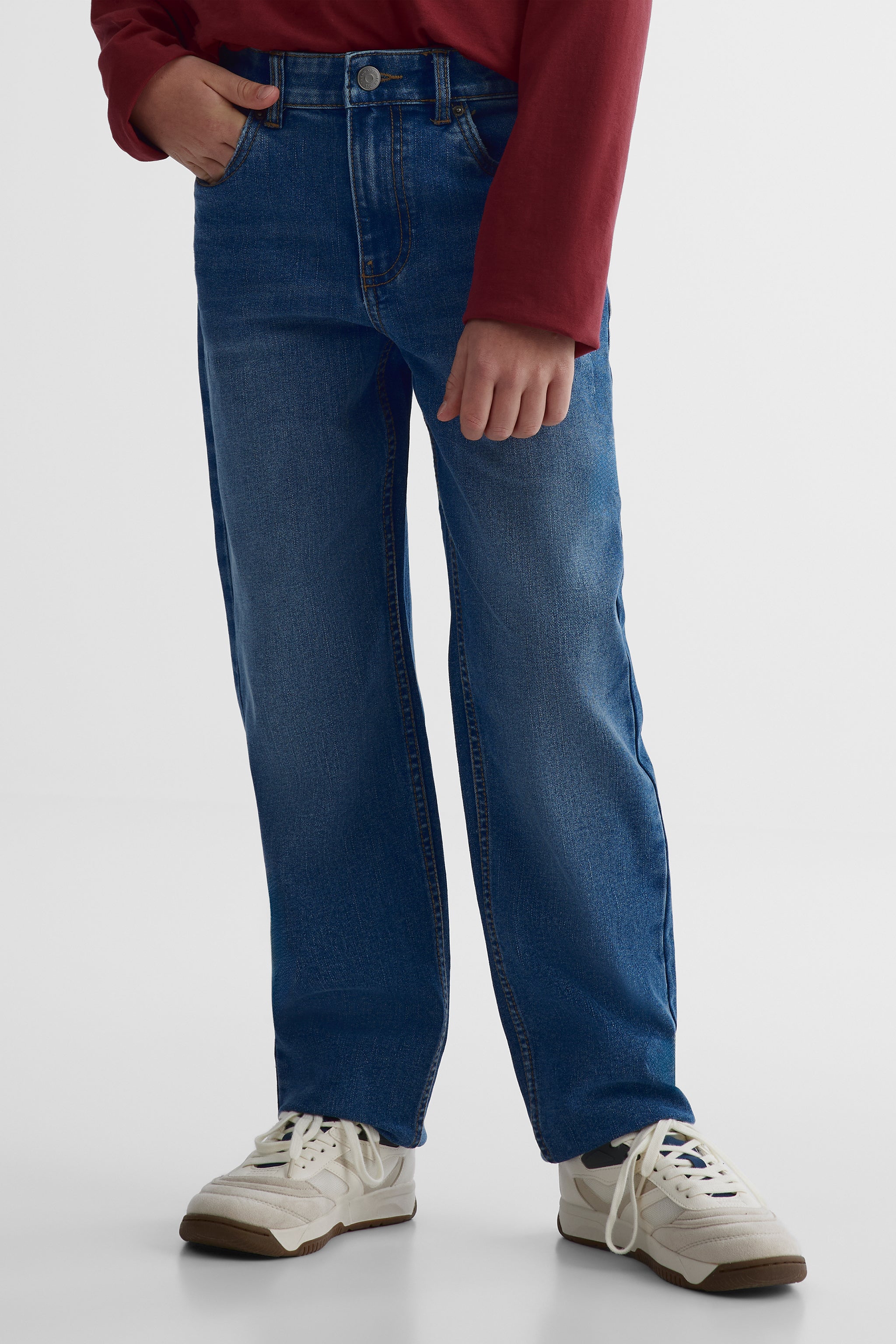 Jeans coupe droite - Ado garçon && BLEU MOYEN
