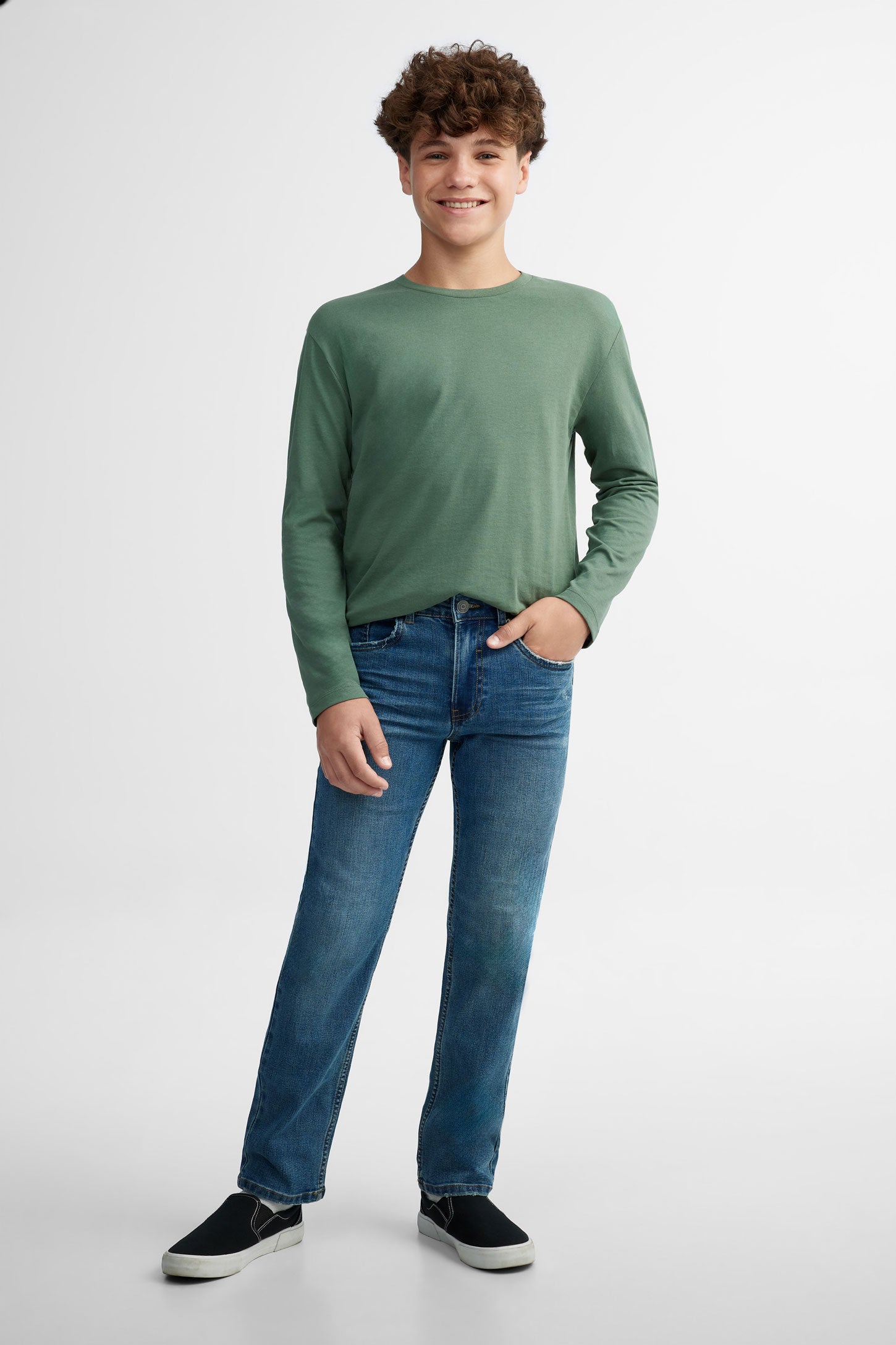 Jeans coupe droite - Ado garçon && BLEU MOYEN