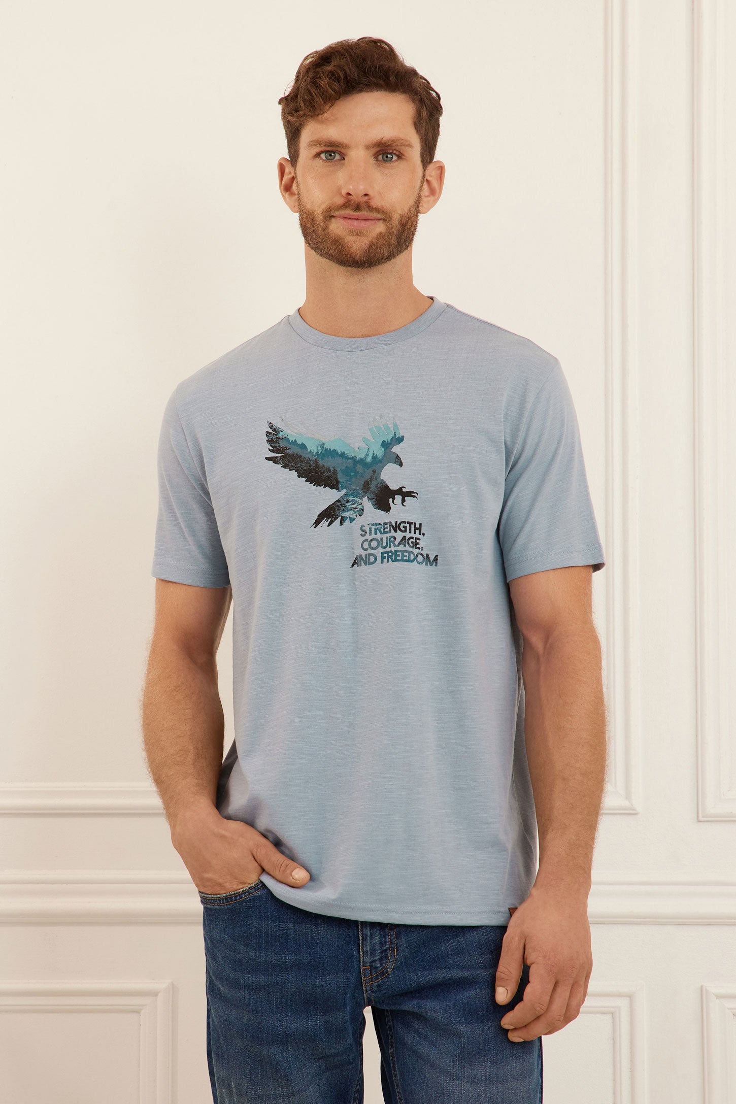 T-shirt imprimé - Homme && BLEU