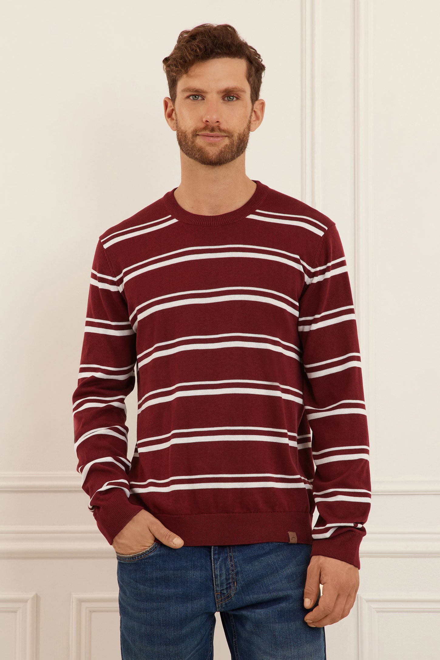 Striped long sleeved knit sweater Men Aubainerie