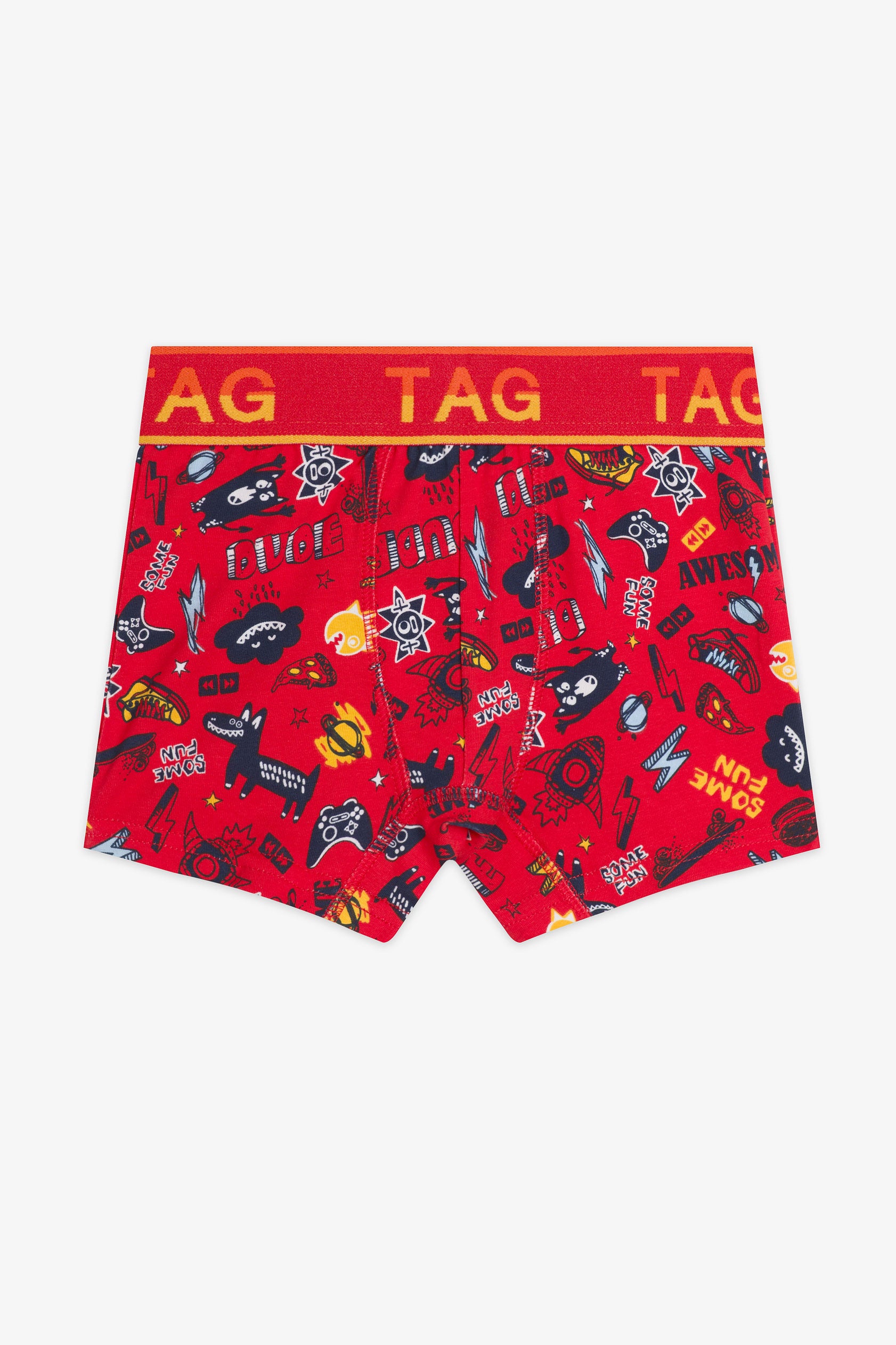 Caleçon imprimé en coton, 4/20$ - Enfant garçon && ROUGE/MULTI