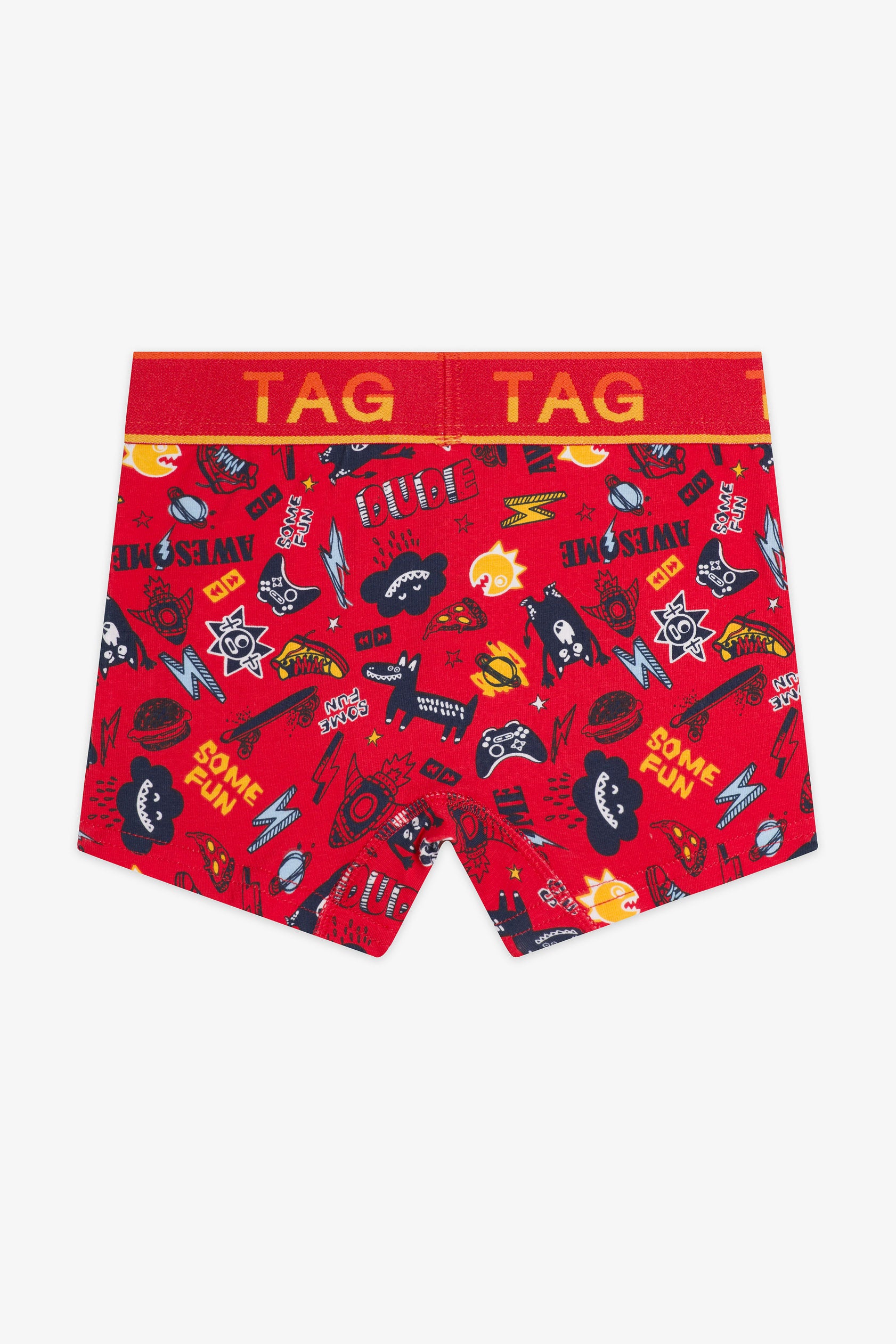Caleçon imprimé en coton, 4/20$ - Enfant garçon && ROUGE/MULTI
