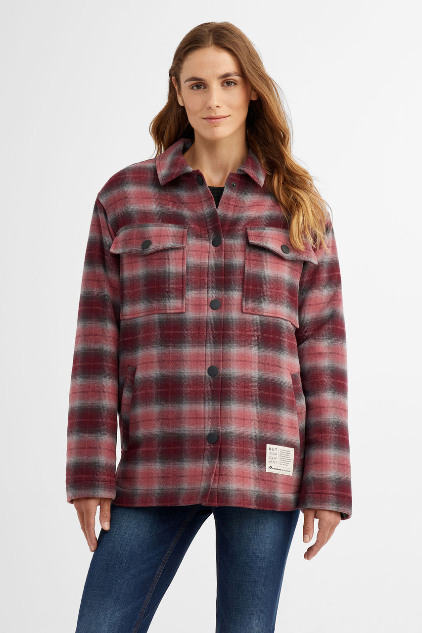 Veste à carreaux en flanelle coton bio BM - Femme && ROUGE VIN