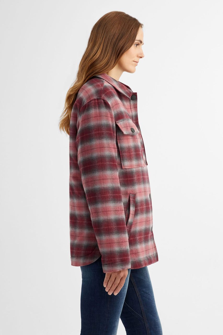 Veste à carreaux en flanelle coton bio BM - Femme && ROUGE VIN