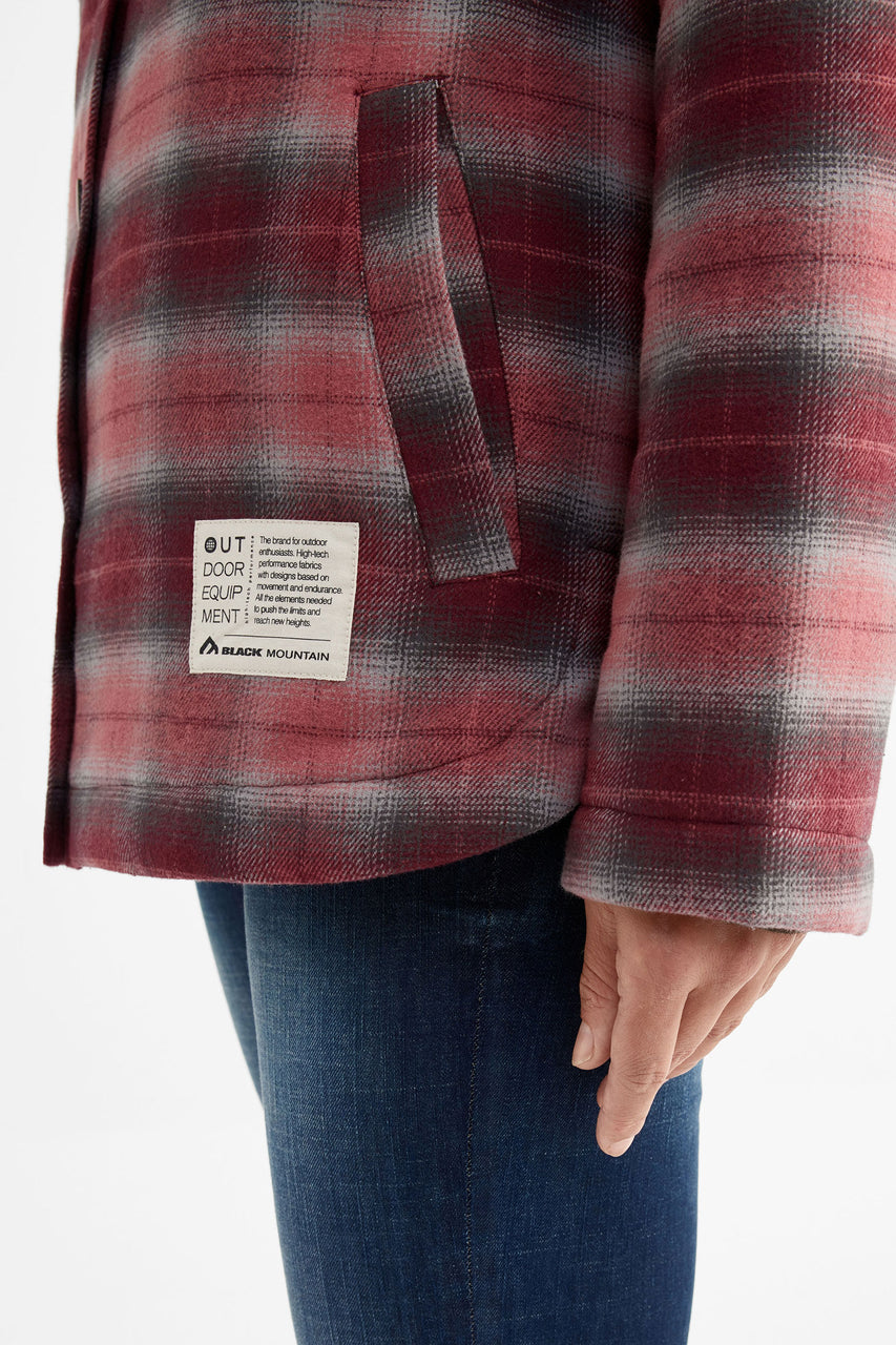Veste à carreaux en flanelle coton bio BM - Femme && ROUGE VIN