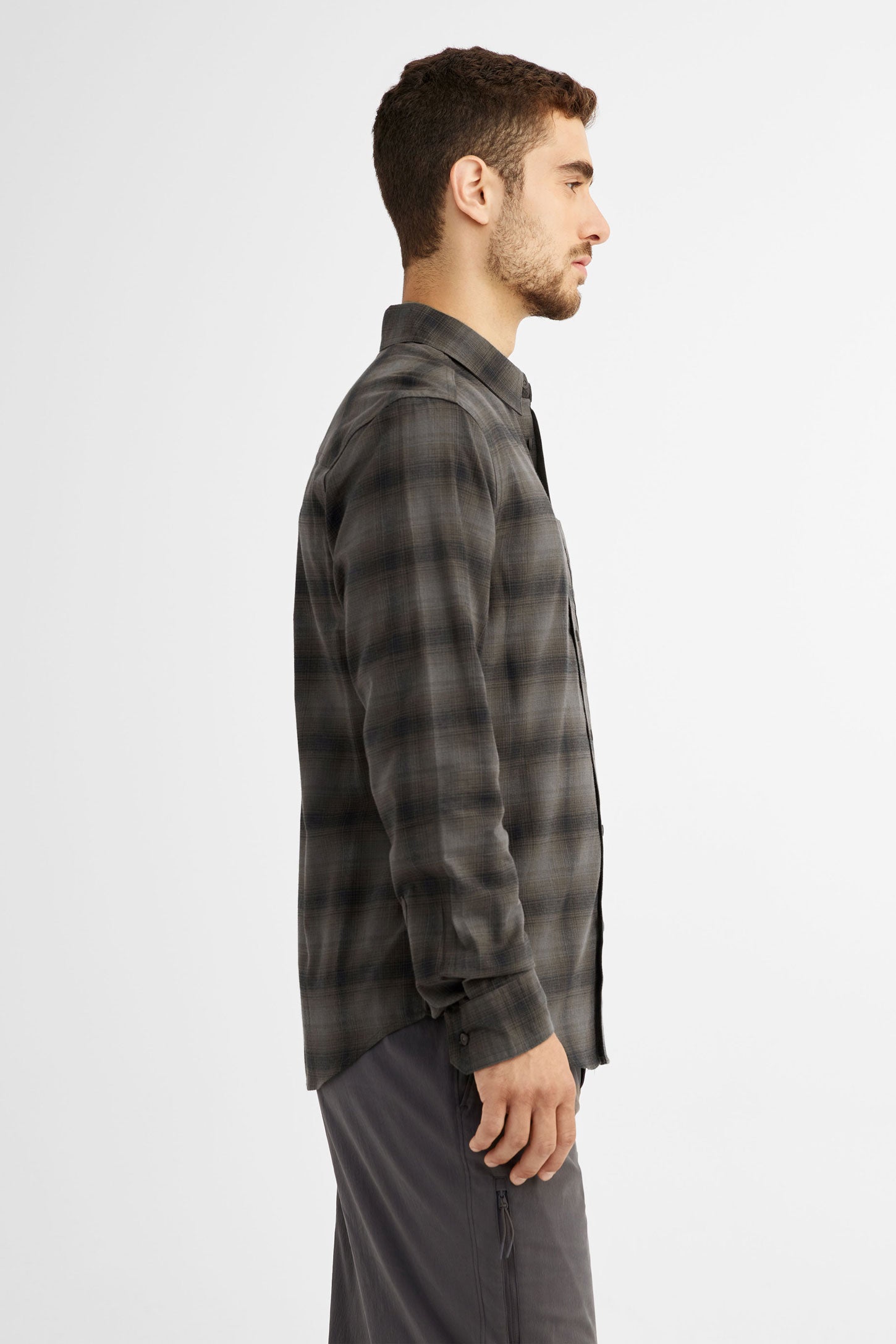 Chemise à carreaux en flanelle - Homme && OLIVE