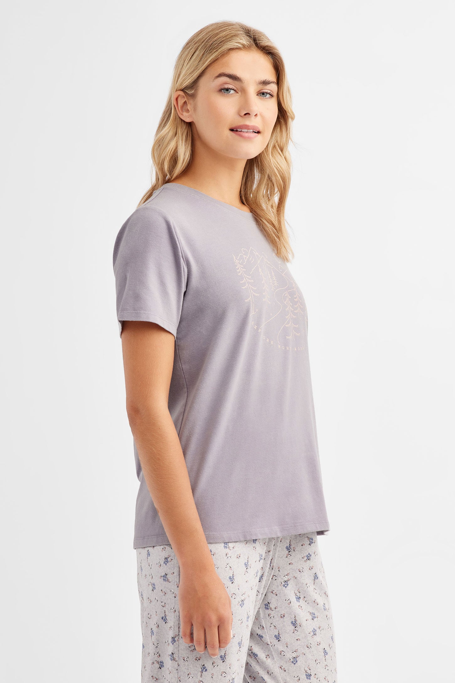 T-shirt pyjama imprimé en coton - Femme && LILAS