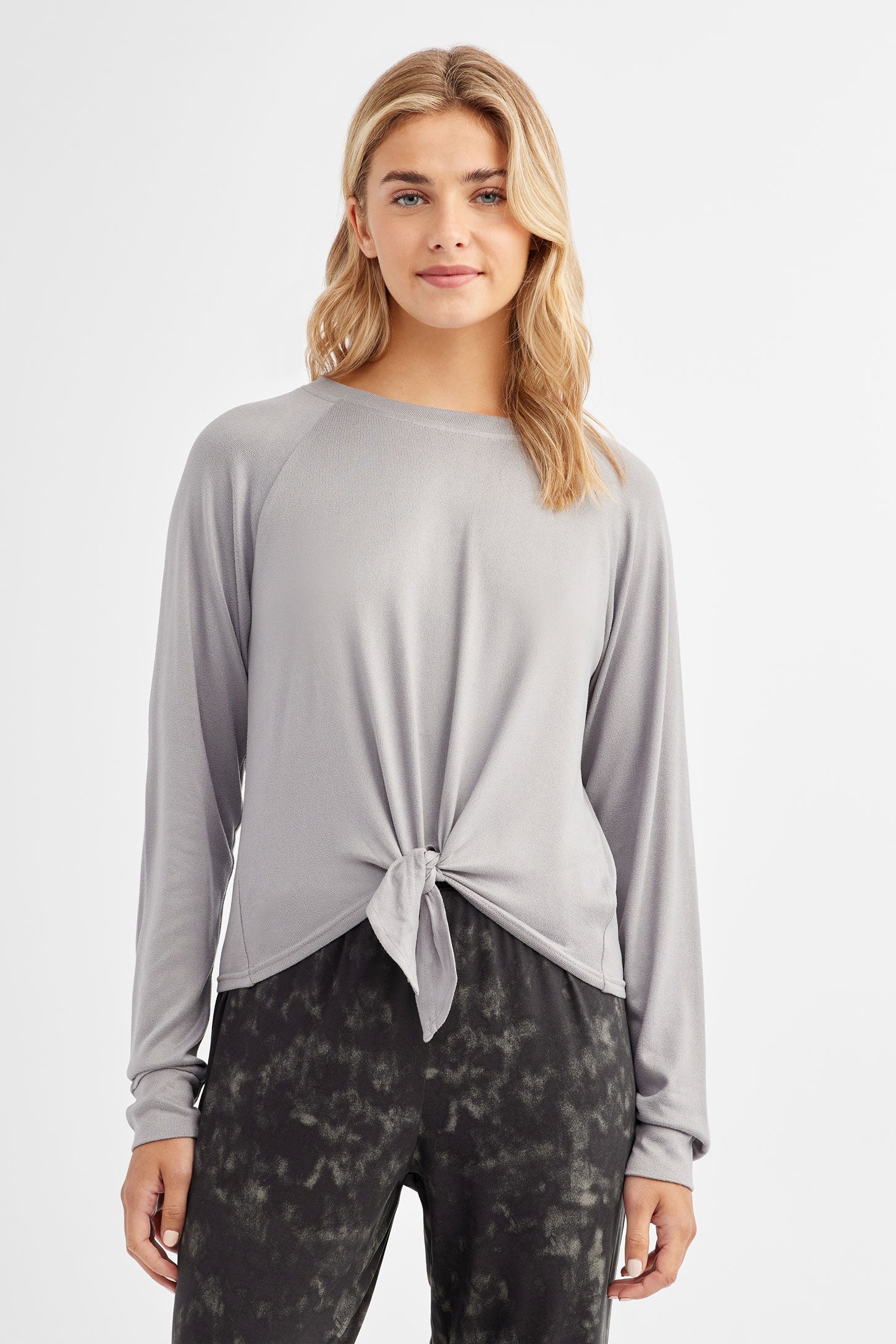 Chandail pyjama manches longues noué au-devant - Femme && LILAS