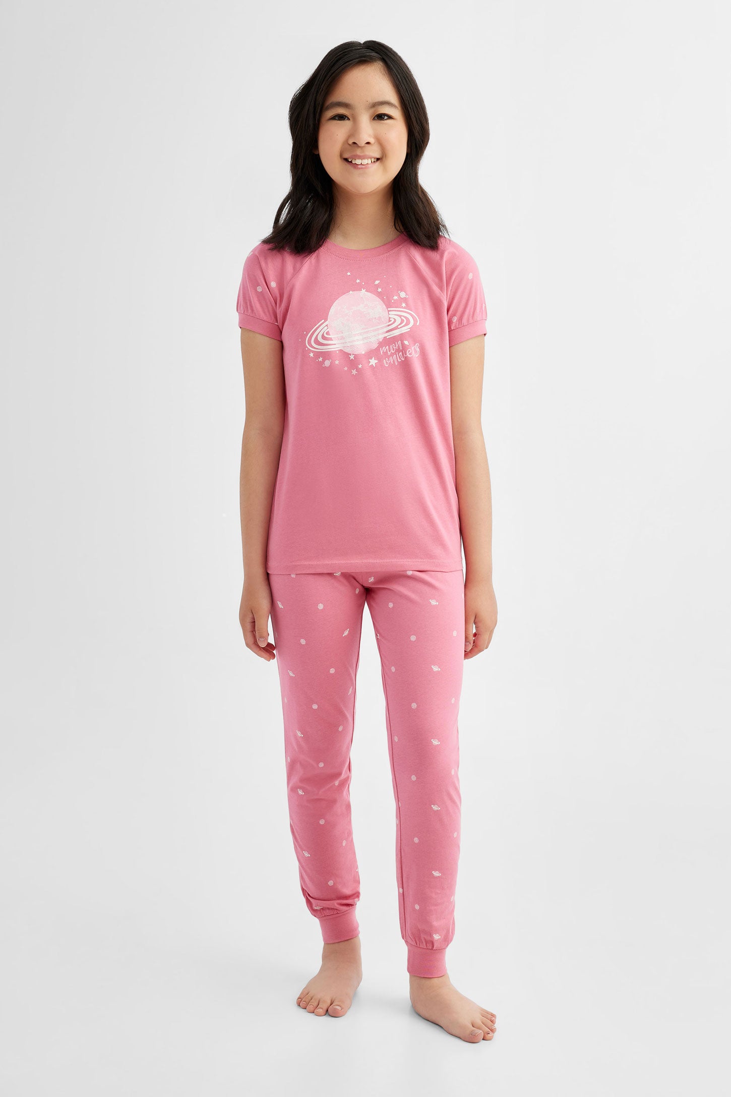 Pyjama 2-pièces en coton, 2/40$ - Ado fille && ROSE FONCE