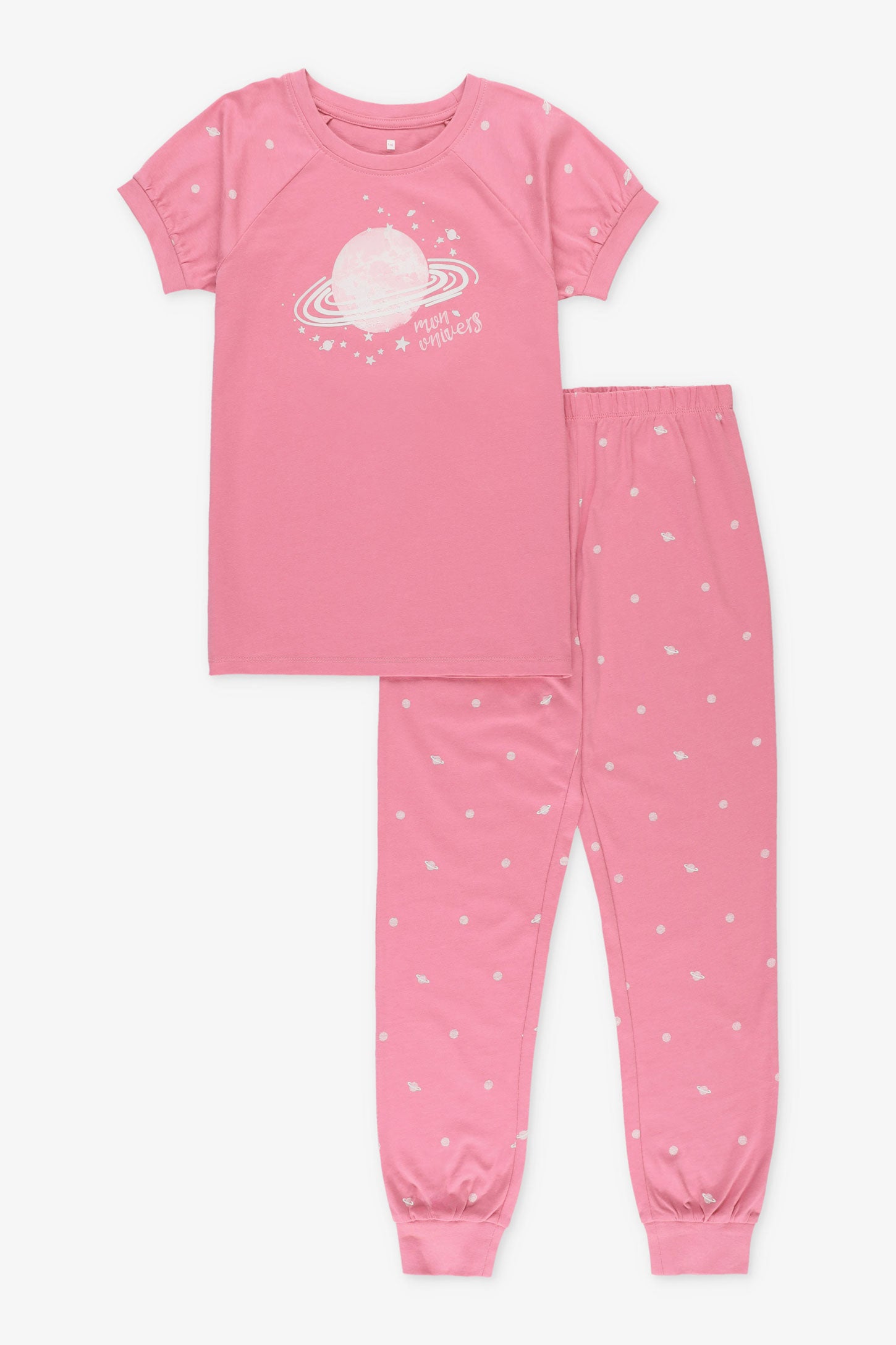 Pyjama 2-pièces en coton, 2/40$ - Ado fille && ROSE FONCE