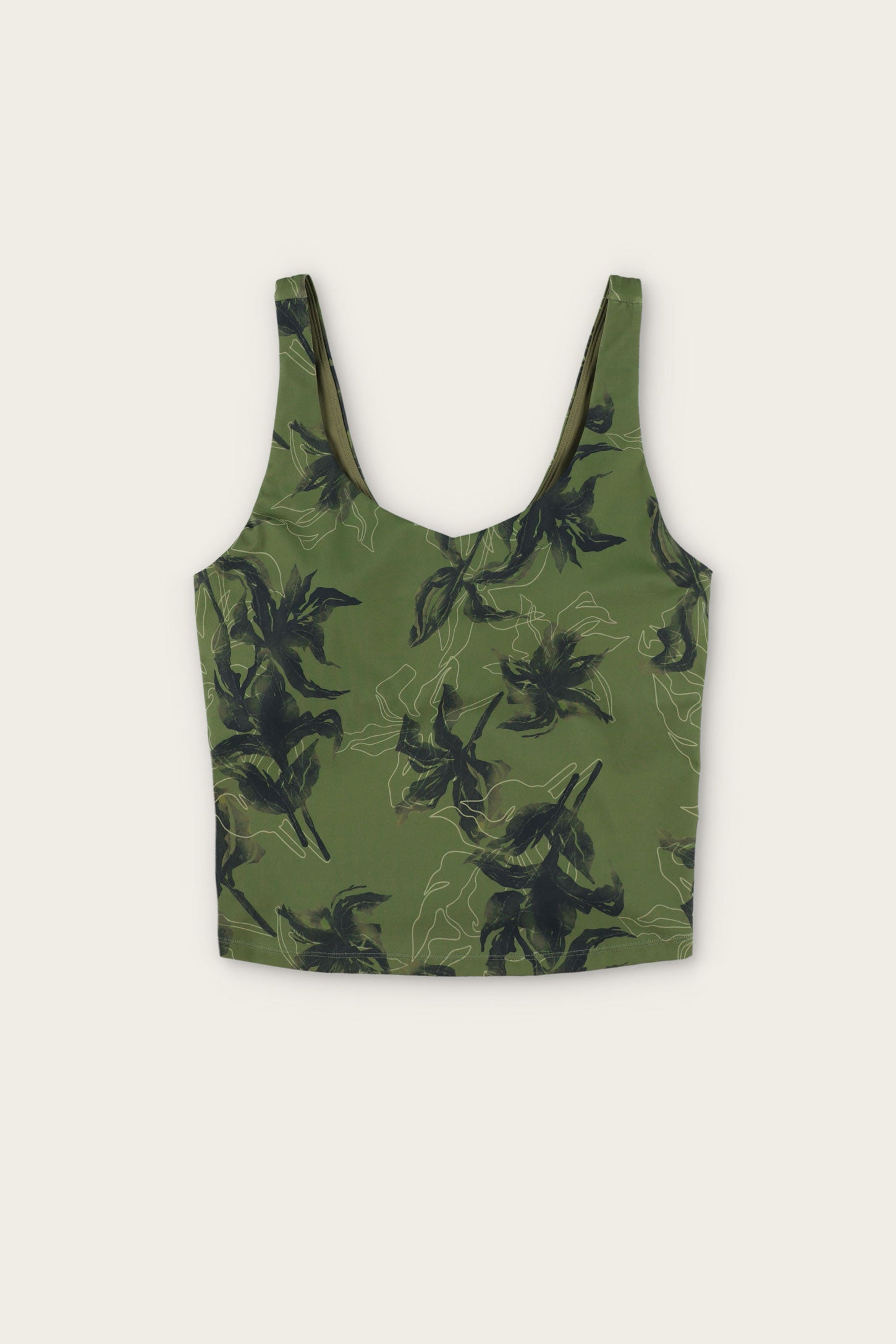 Camisole athlétique écourtée - Femme && VERT/MULTI