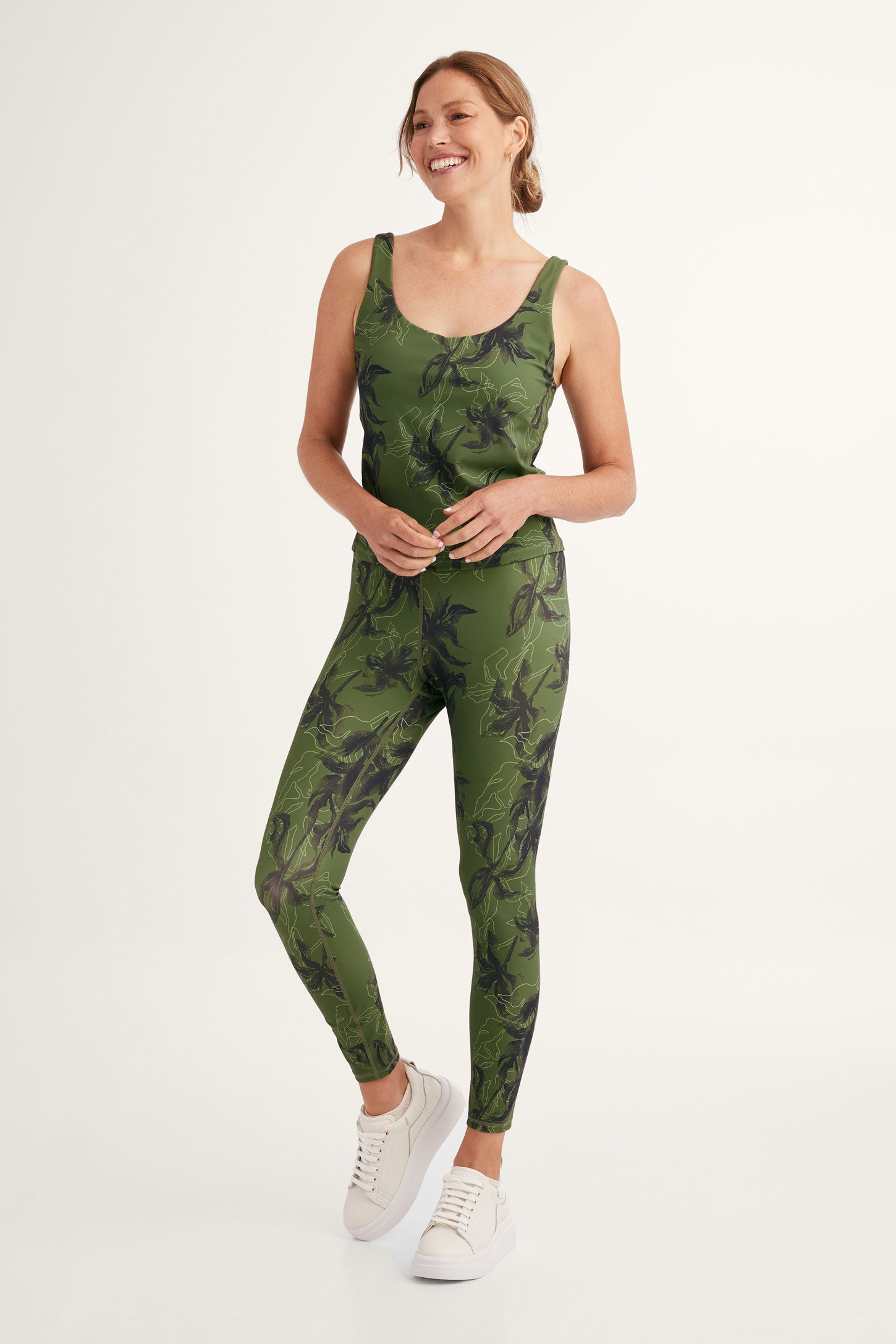 Camisole athlétique écourtée - Femme && VERT/MULTI