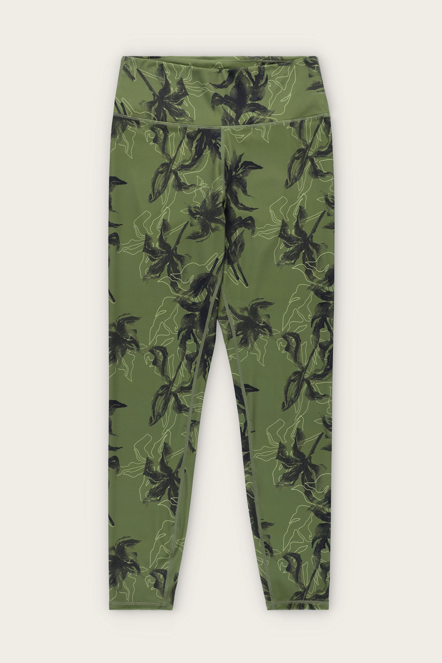 Legging taille haute athlétique - Femme && VERT/MULTI