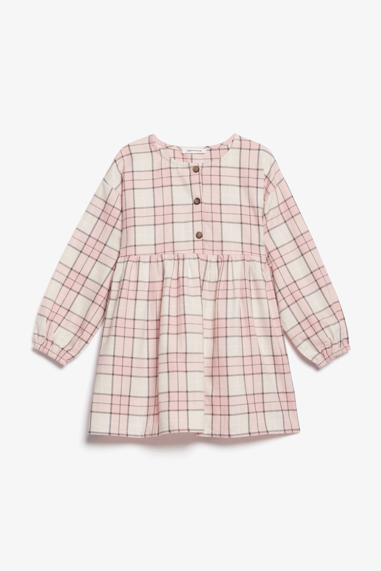 Robe manches longues à carreaux en flanelle - Enfant fille && ROSE MULTI