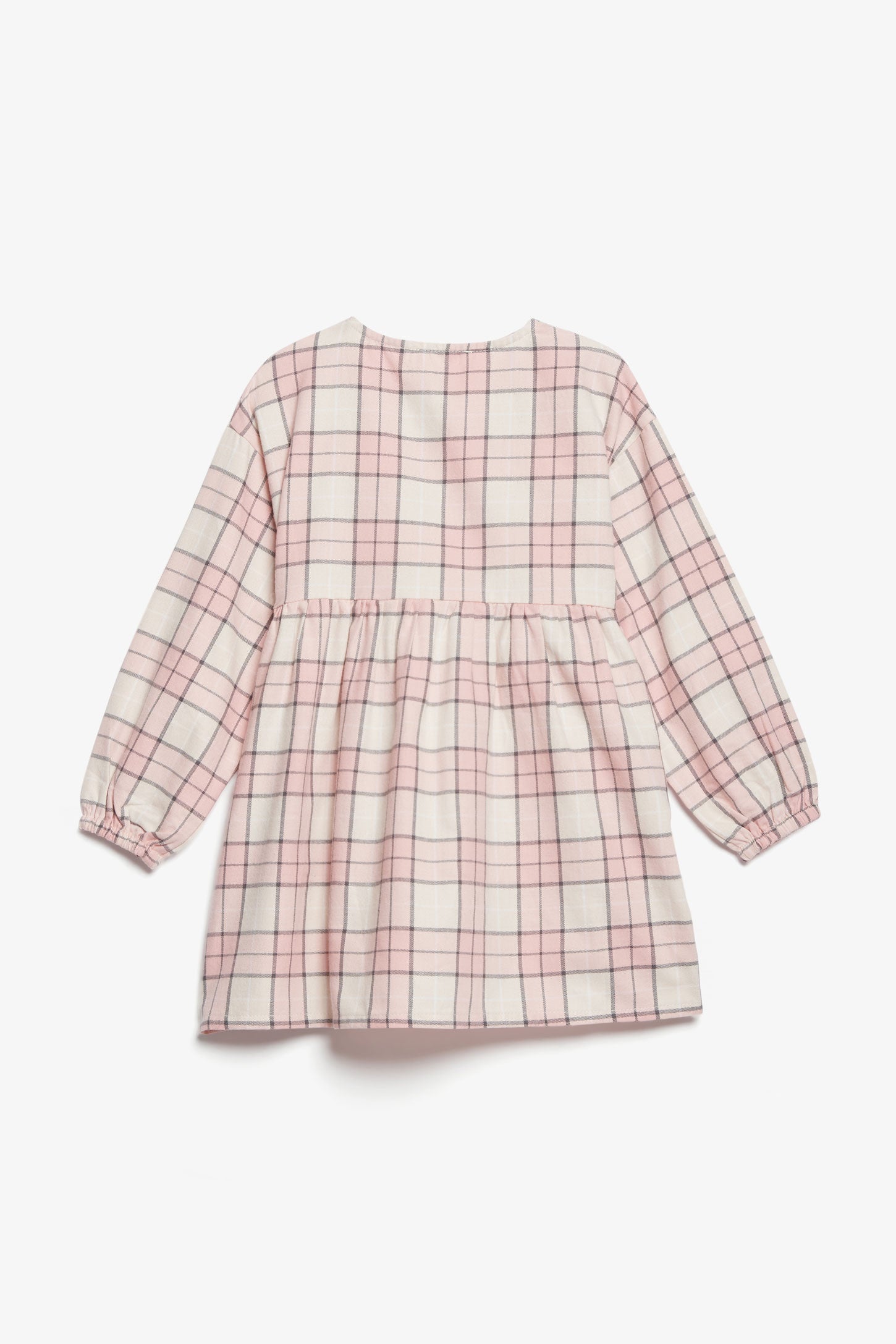 Robe manches longues à carreaux en flanelle - Enfant fille && ROSE MULTI