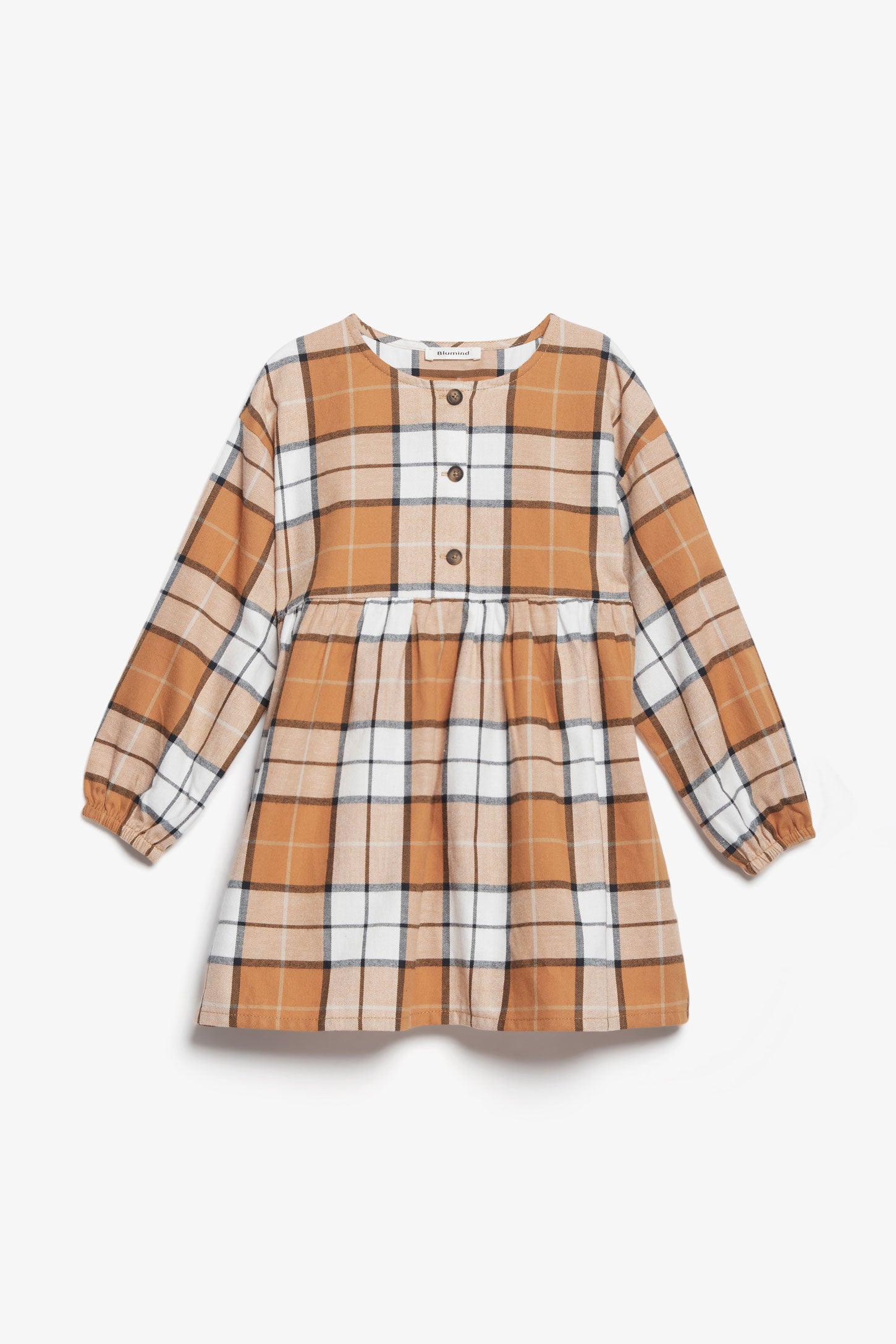 Robe manches longues à carreaux en flanelle - Enfant fille && BRUN/MULTI