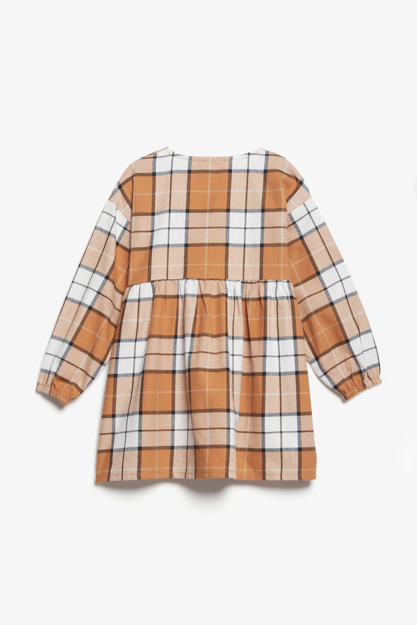 Robe manches longues à carreaux en flanelle - Enfant fille && BRUN/MULTI