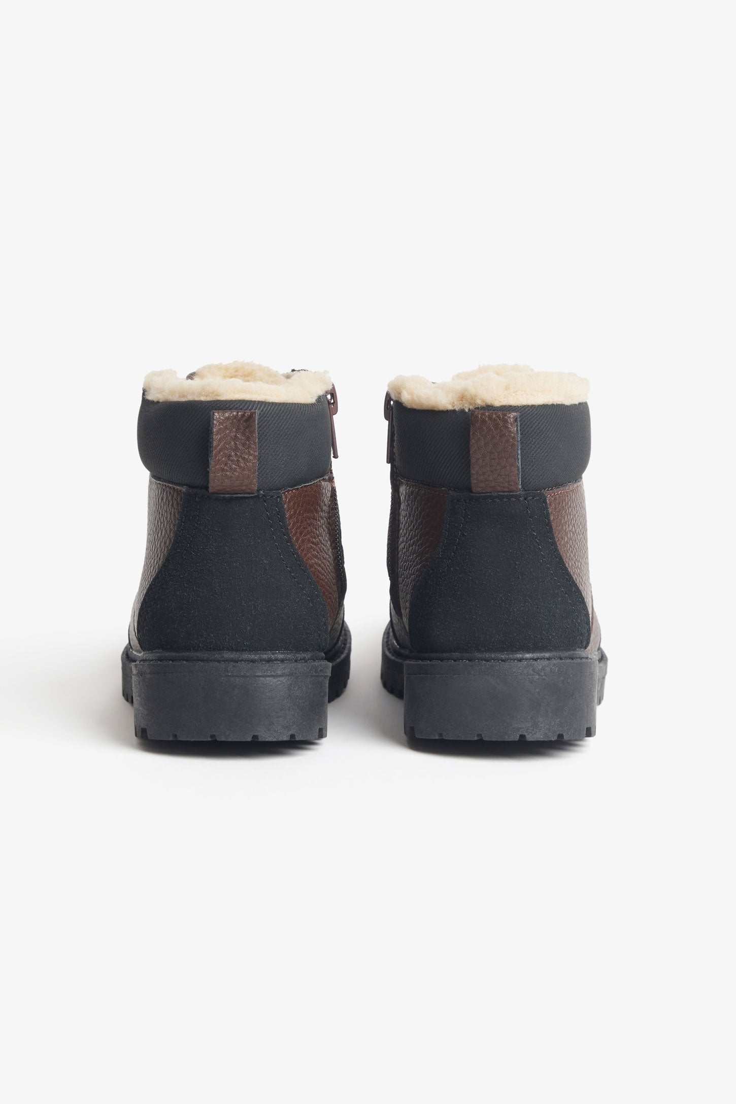 Bottillons en cuir Nubuck doublés en sherpa - Enfant garçon && BRUN