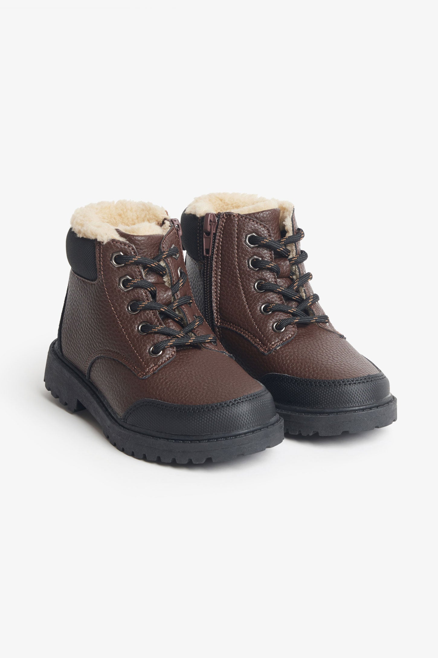 Bottillons en cuir Nubuck doublés en sherpa - Enfant garçon && BRUN