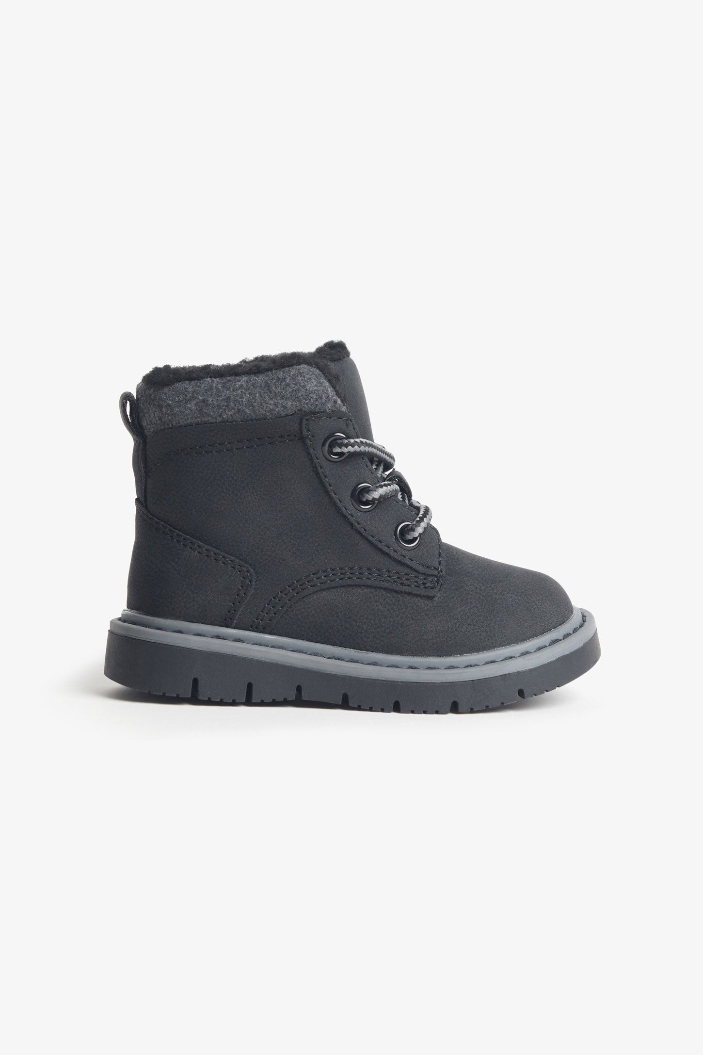 Bottillons en cuir Nubuck doublés en sherpa - Bébé garçon && NOIR