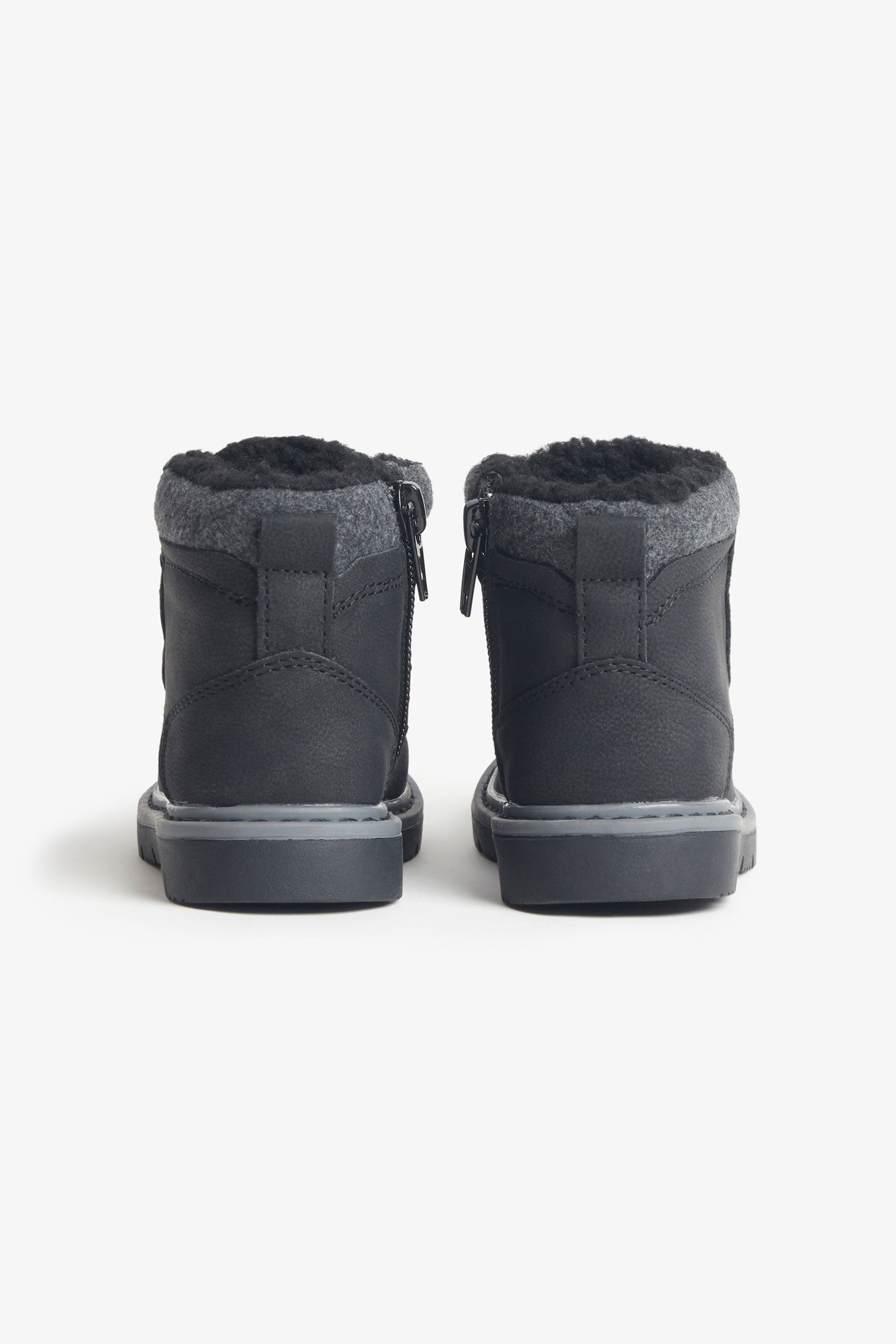 Bottillons en cuir Nubuck doublés en sherpa - Bébé garçon && NOIR