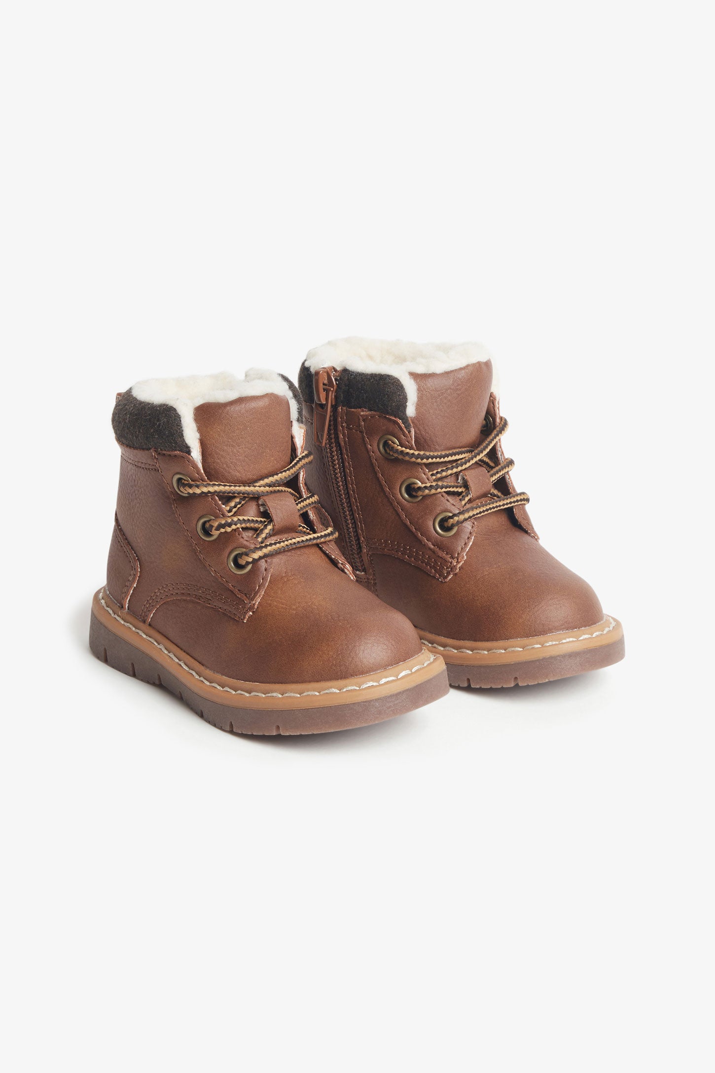 Sherpa lined nubuck leather ankle boots Baby boy