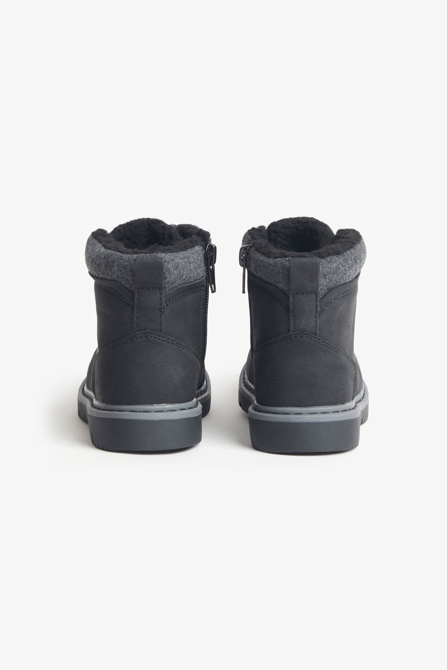 Bottillons cuir synthétique doublés sherpa - Enfant garçon && NOIR