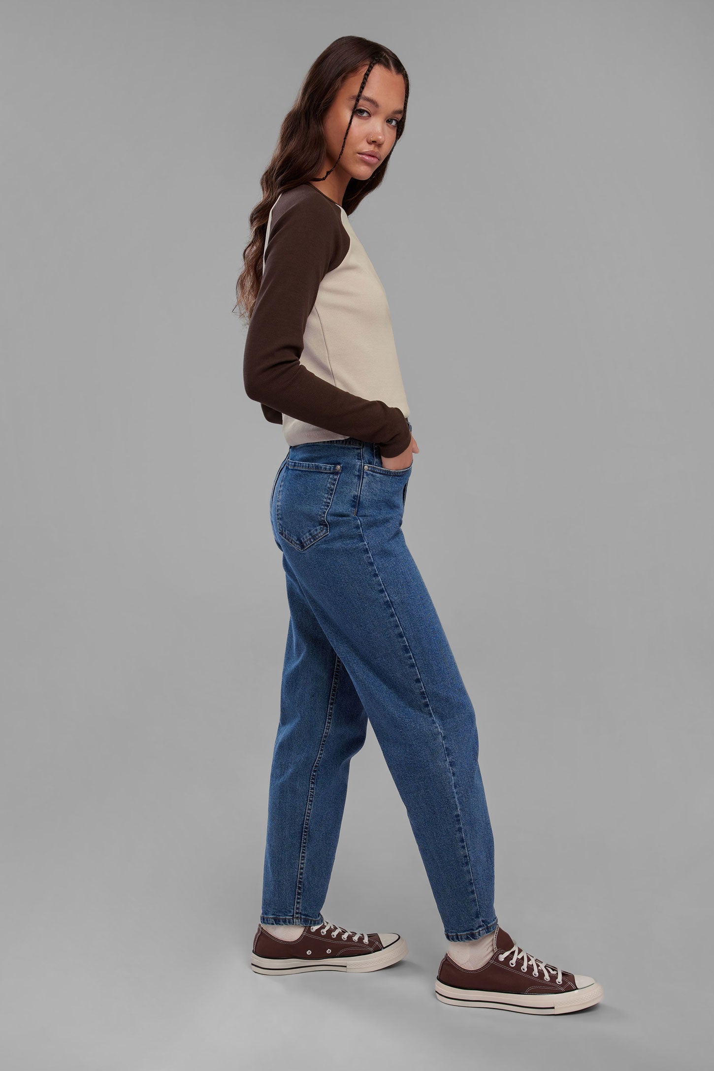 Jeans coupe ''Barrel'' - Femme && DENIM MOYEN