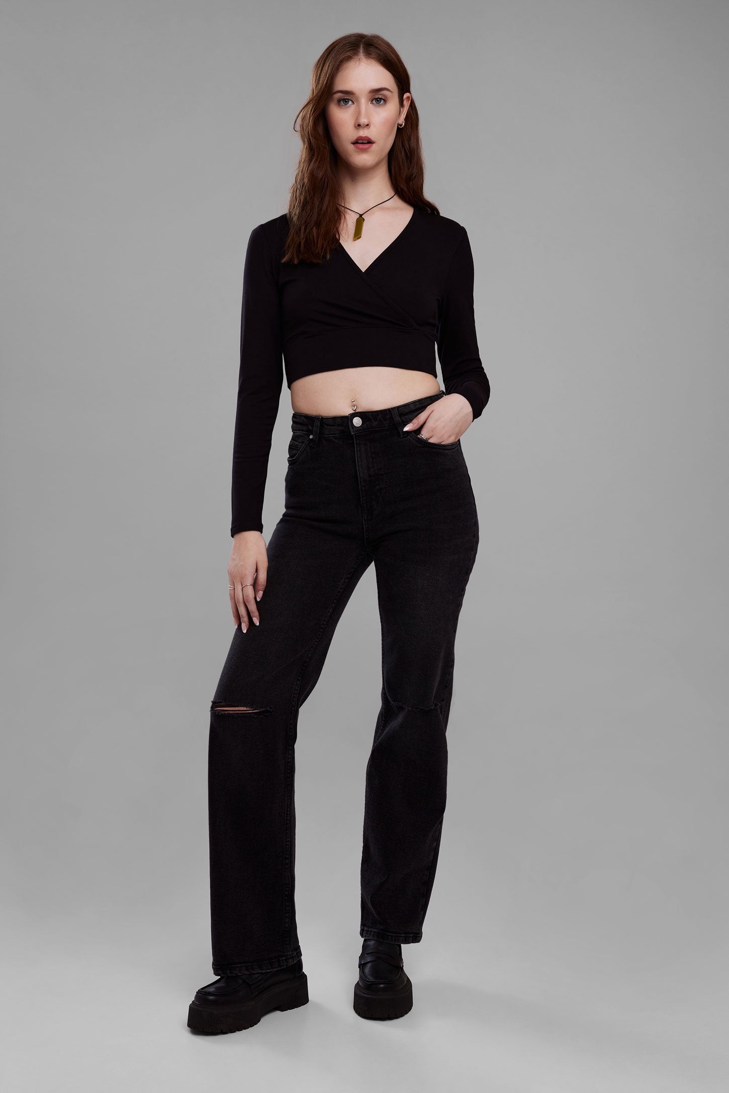 Jeans jambe droite - Femme && DENIM NOIR