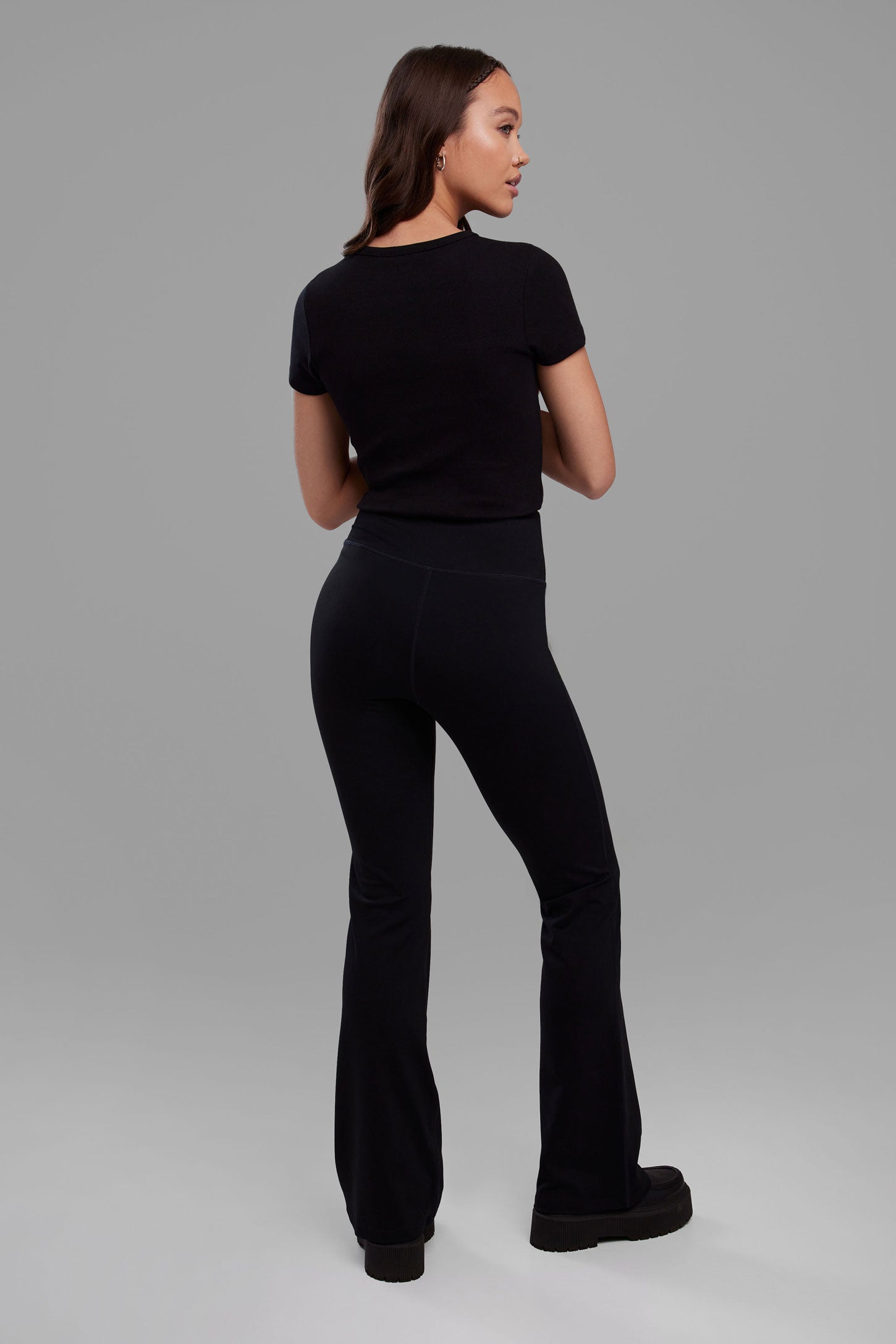 Legging taille haute jambe évasée - Femme && NOIR