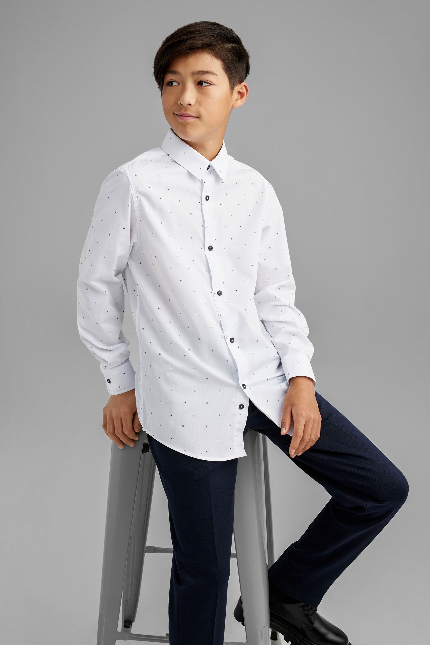 Chemise extensible imprimée - Ado garçon && BLANC