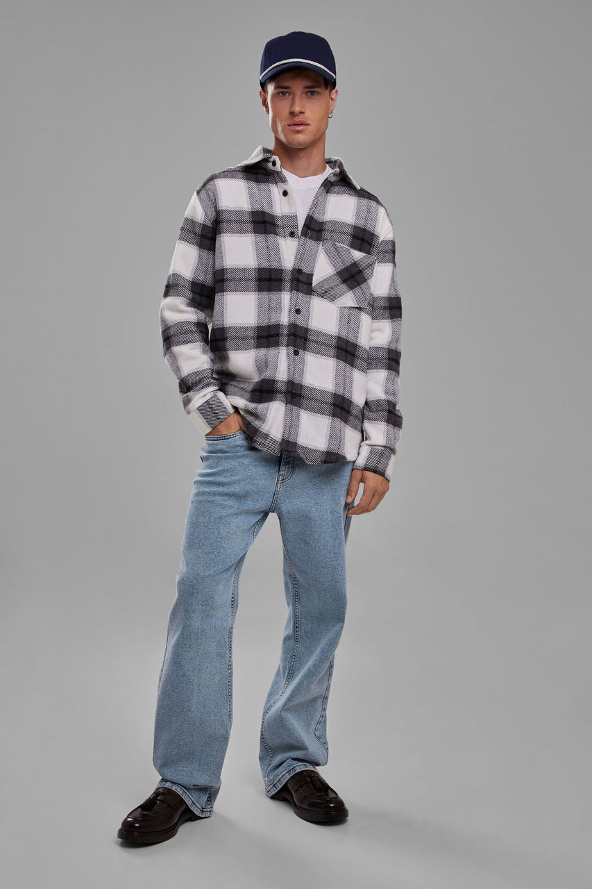 Chemise à carreaux - Homme && GRIS