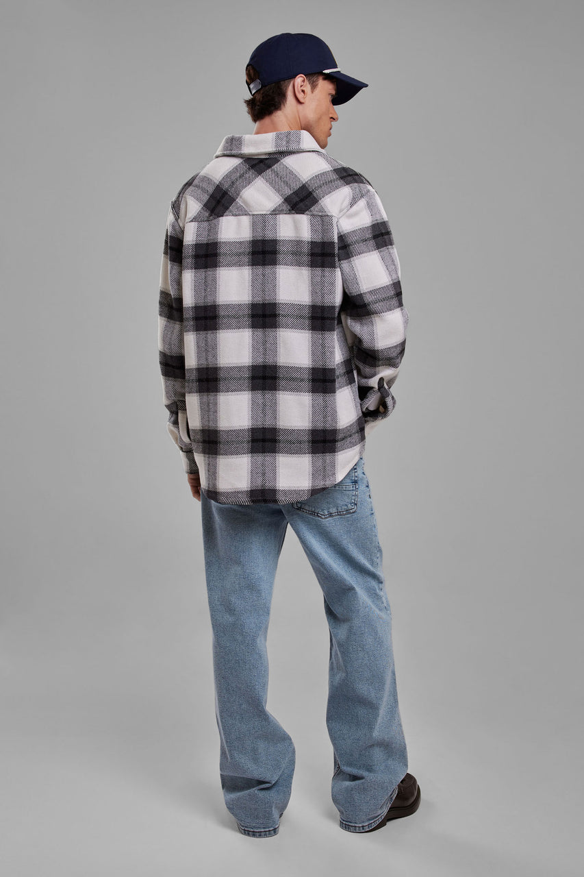 Chemise à carreaux - Homme && GRIS