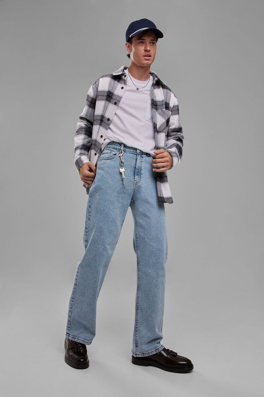 Chemise à carreaux - Homme && GRIS