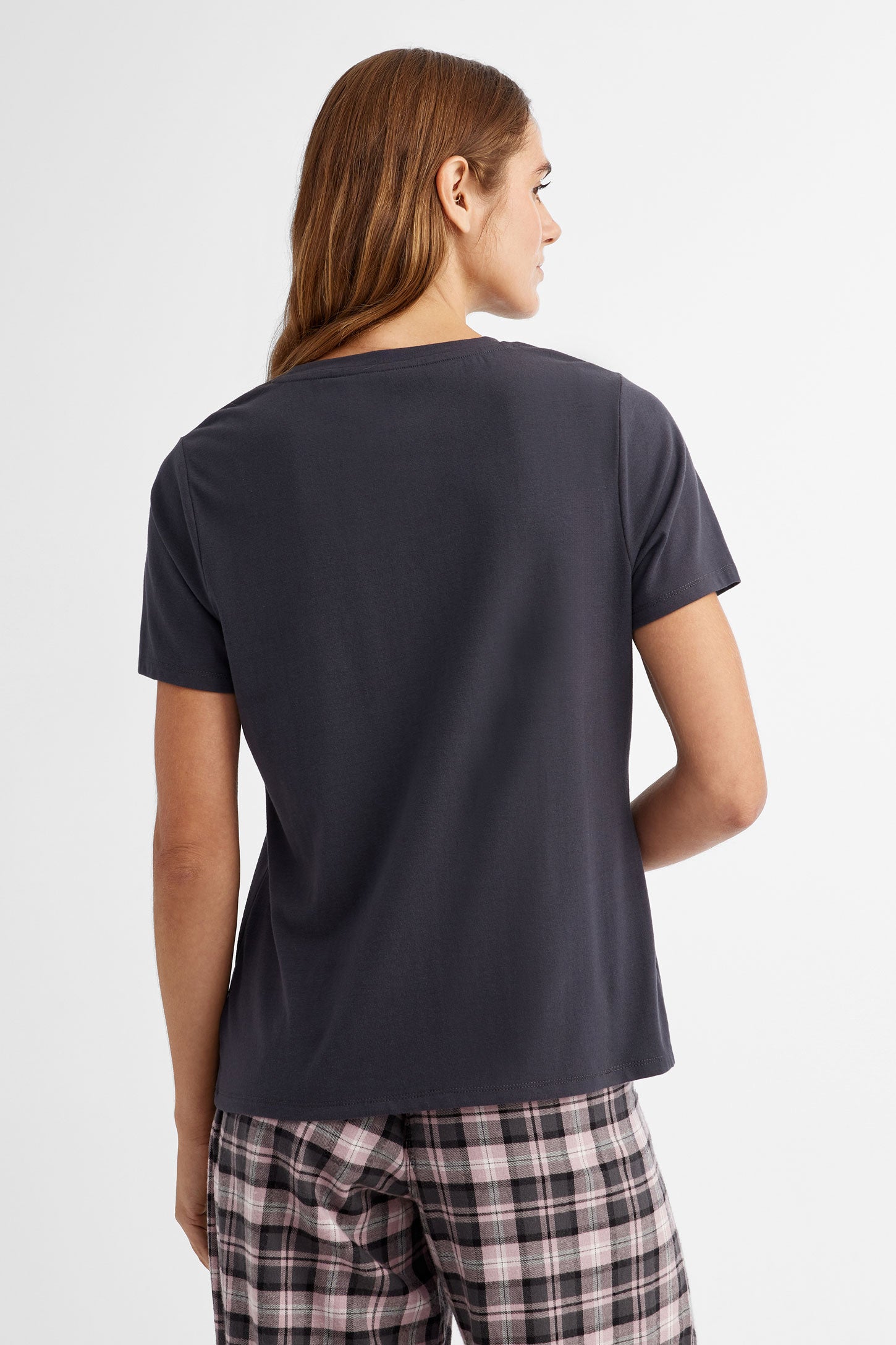 T-shirt pyjama imprimé - Femme && CHARBON
