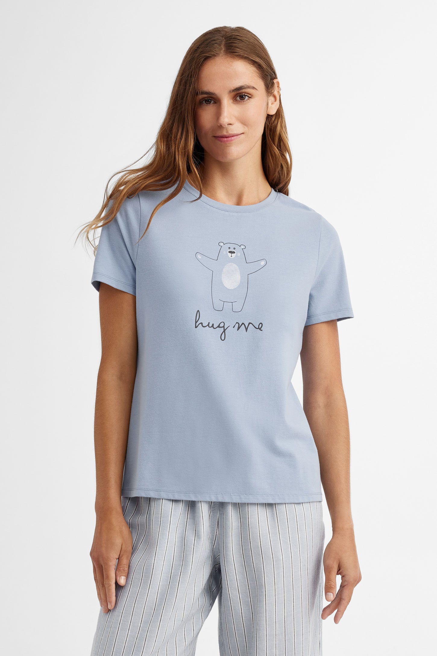 T-shirt pyjama imprimé - Femme && BLEU