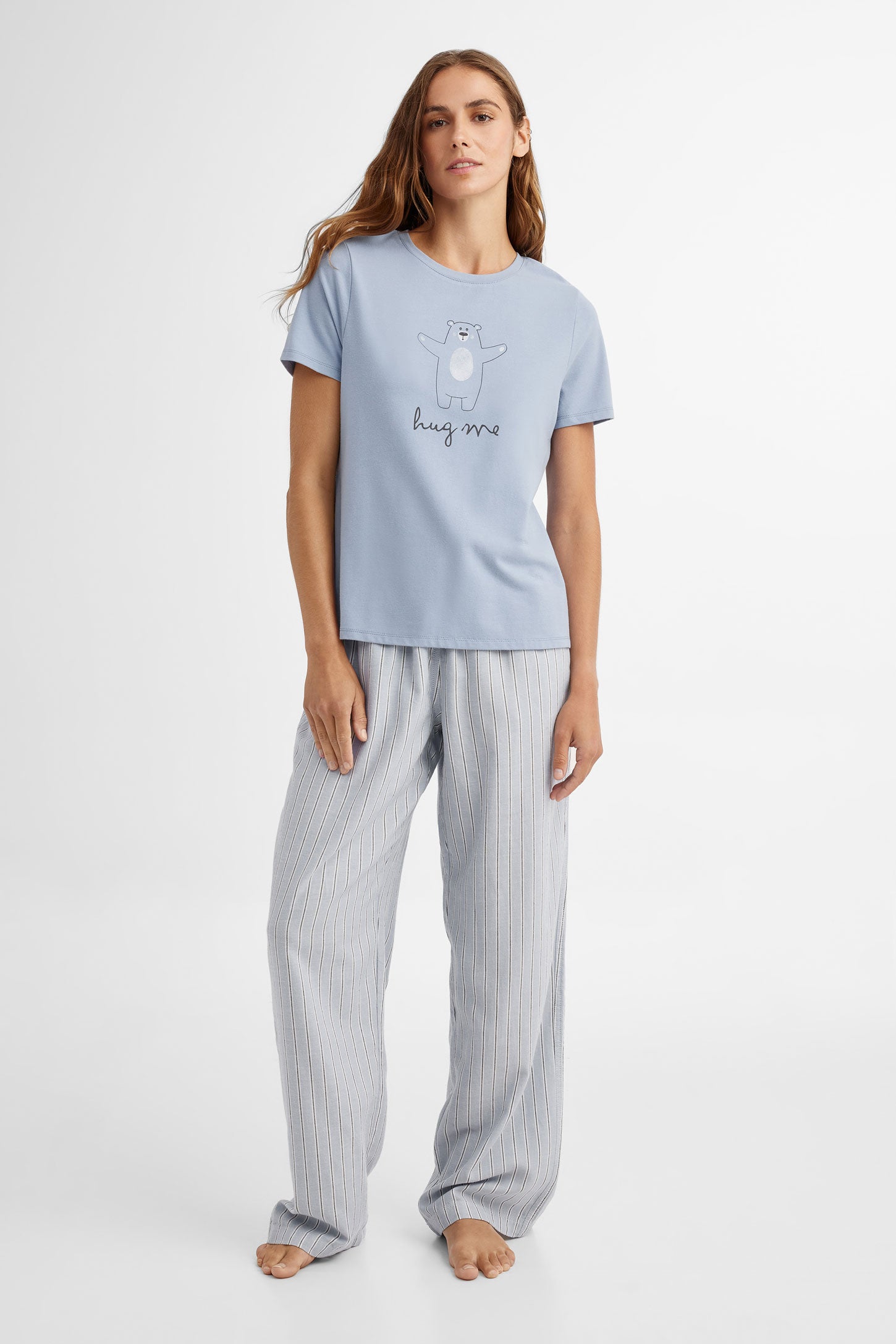 T-shirt pyjama imprimé - Femme && BLEU