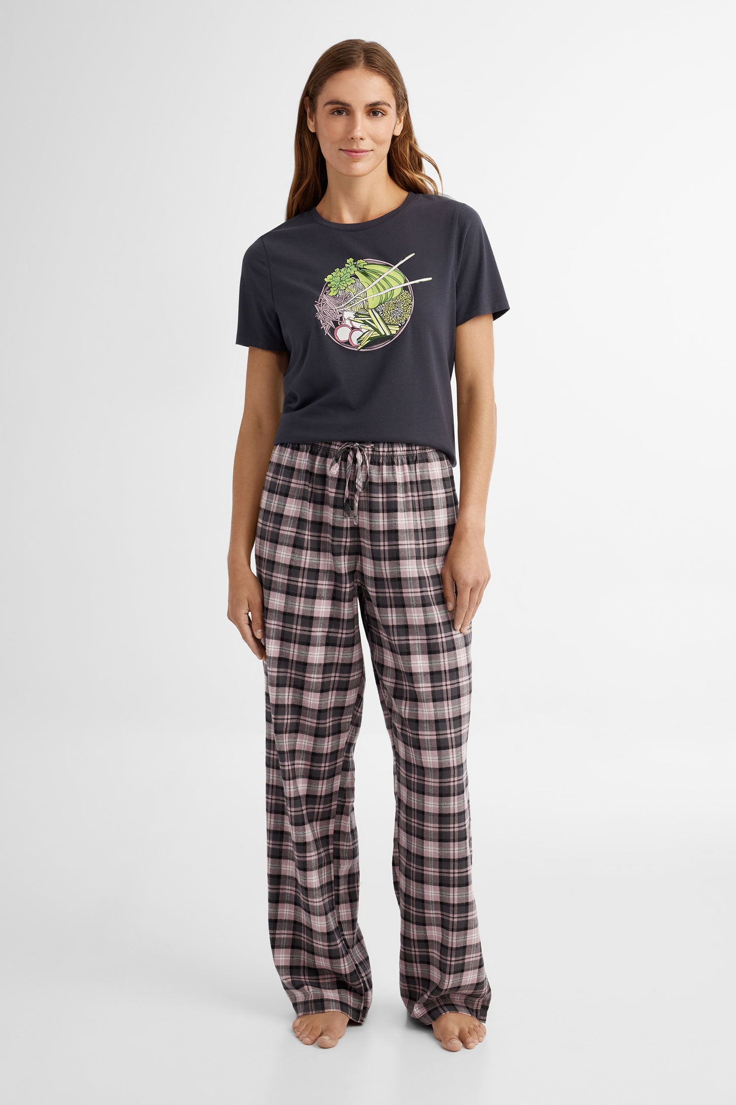 Pantalon pyjama en coton - Femme && MAUVE/MULTI