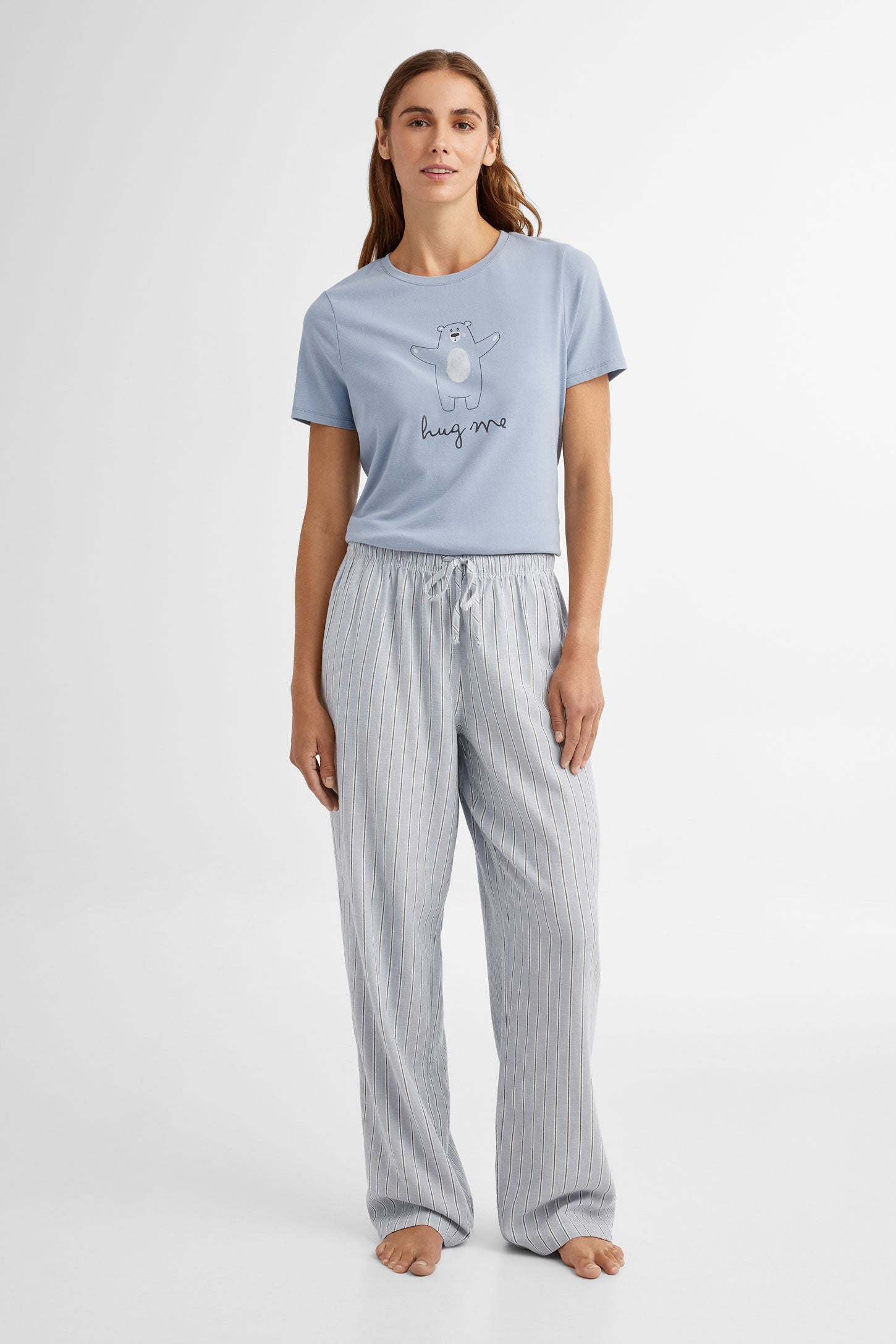 Pantalon pyjama en coton - Femme && COMBO BLEU