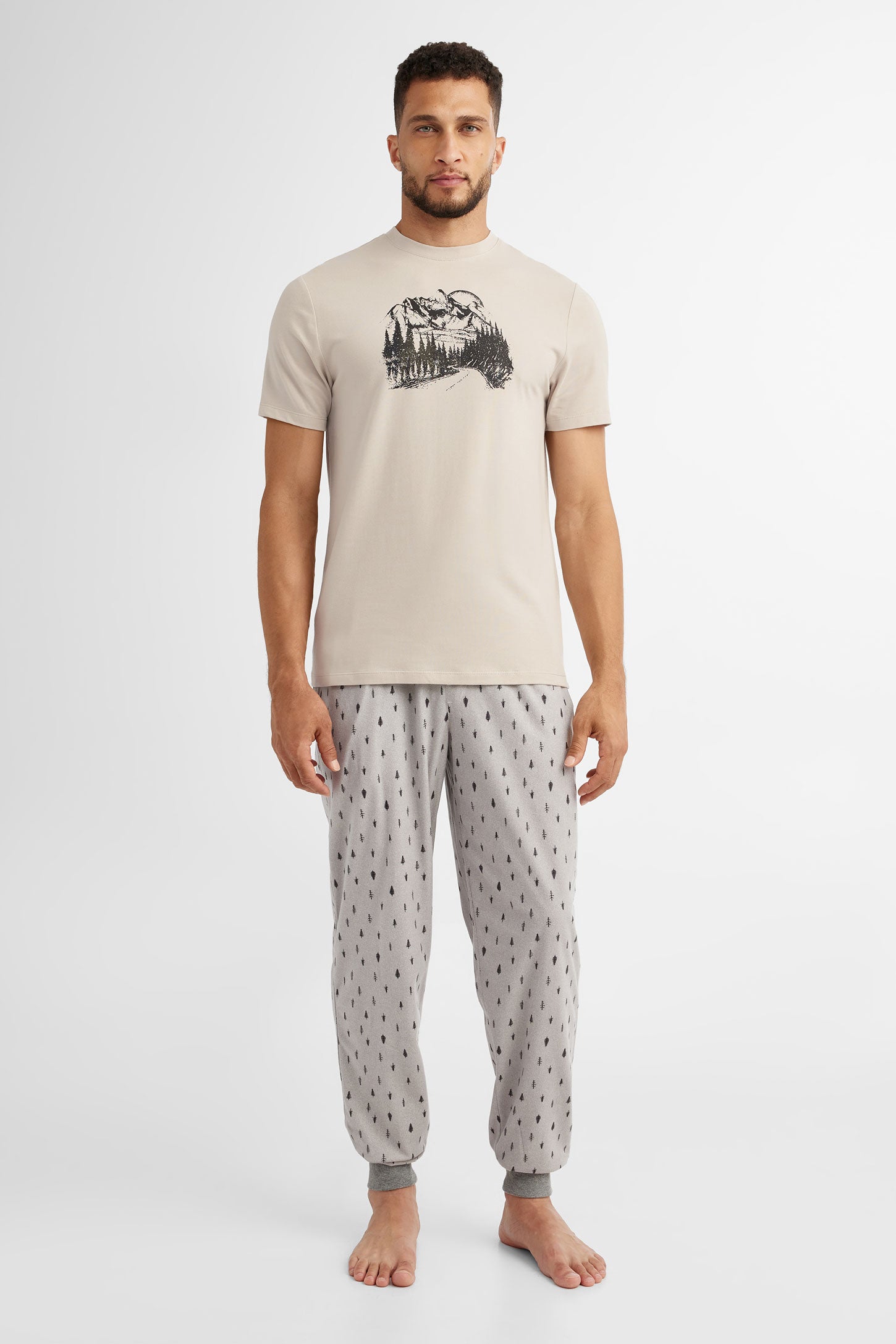 Duos futés, T-shirt pyjama imprimé, 2/40$ - Homme && CHAMEAU