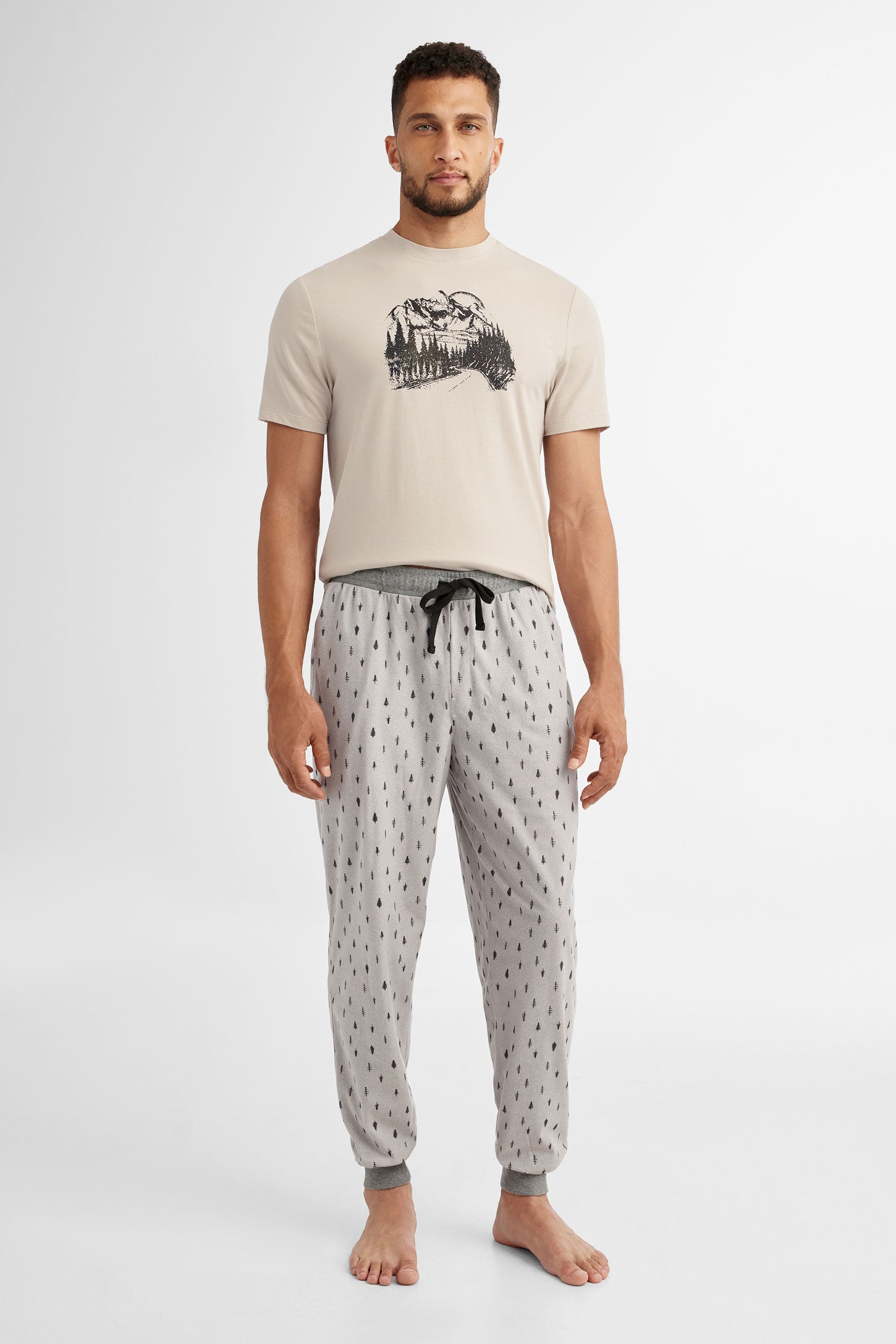 Pantalon jogger pyjama  - Homme && GRIS MIXTE