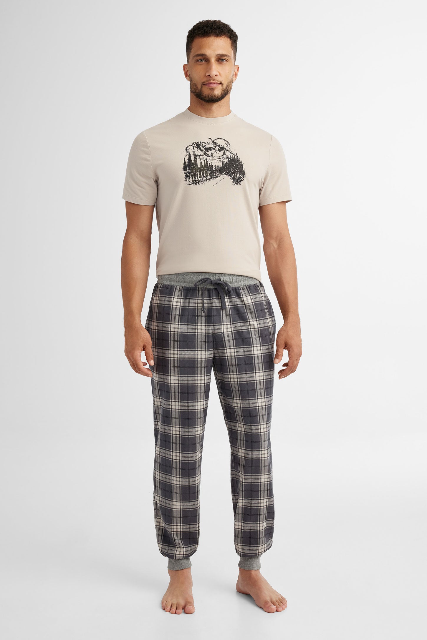 Pantalon jogger pyjama  - Homme && CHAMEAU