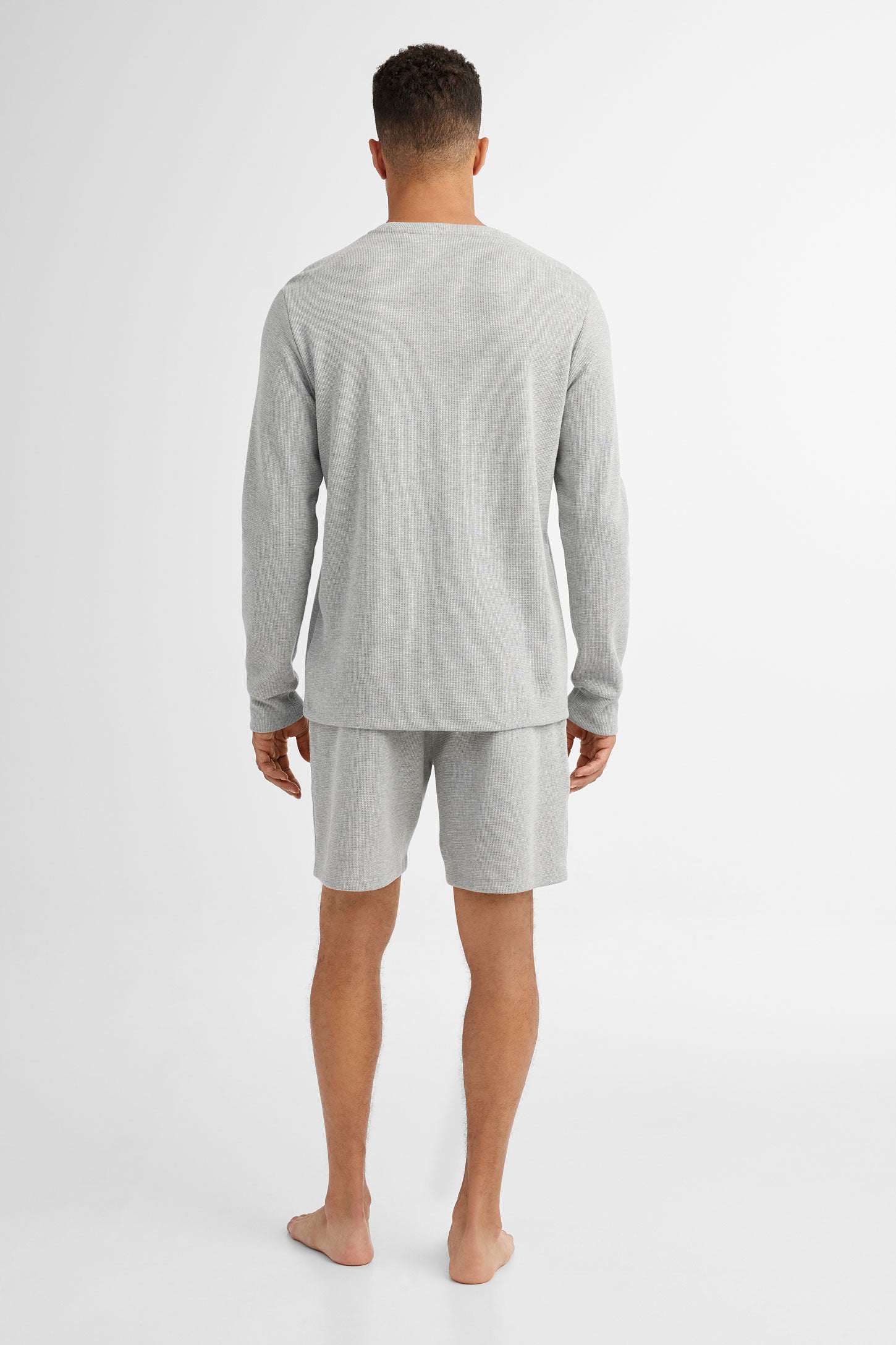 Chandail pyjama tricot gaufré - Homme && GRIS MIXTE