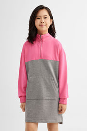 Robe ouatée demi-fermture éclair - Ado fille && ROSE MULTI